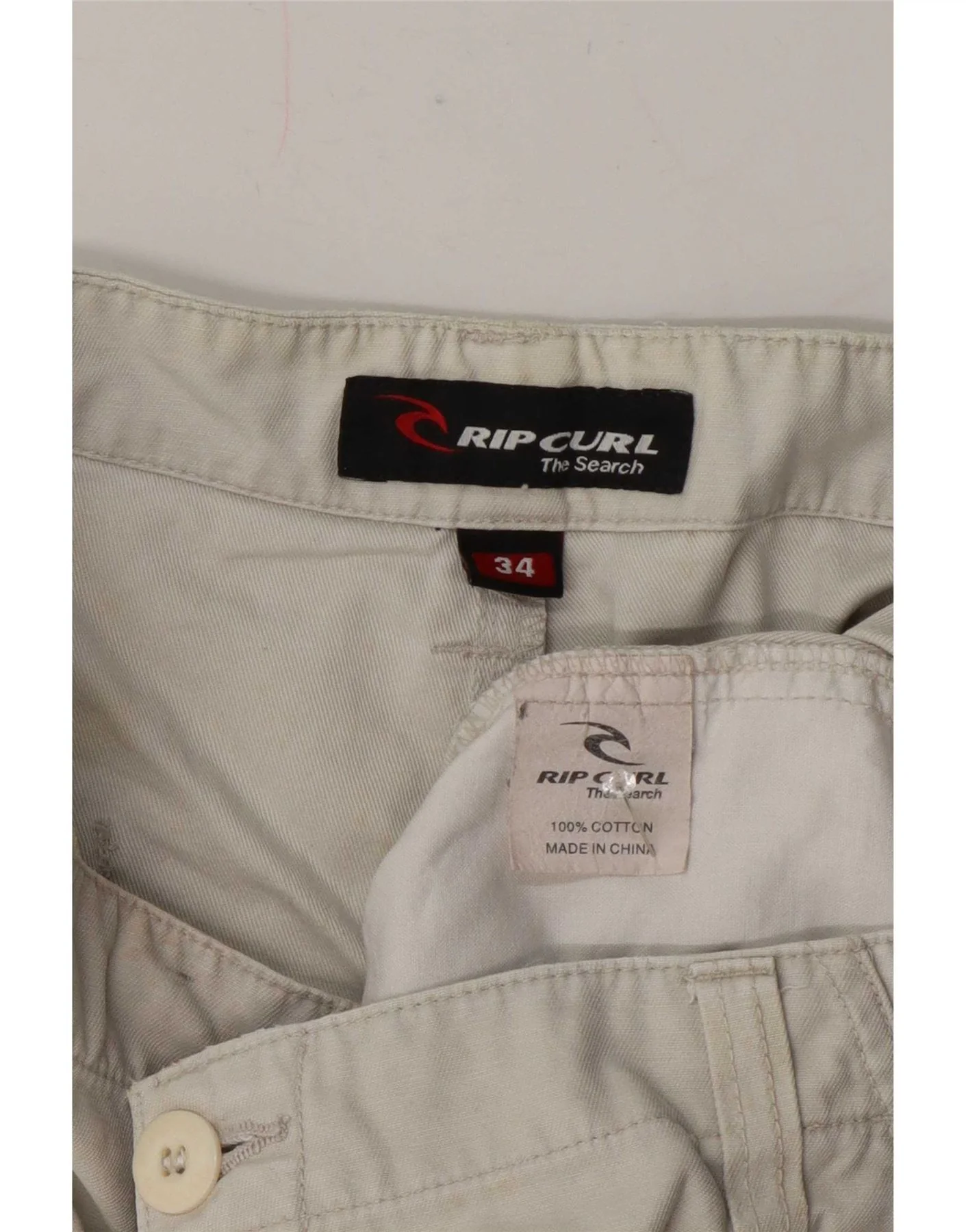 Rip Curl Mens Graphic Casual Shorts W34 Large Beige Cotton - Image 4