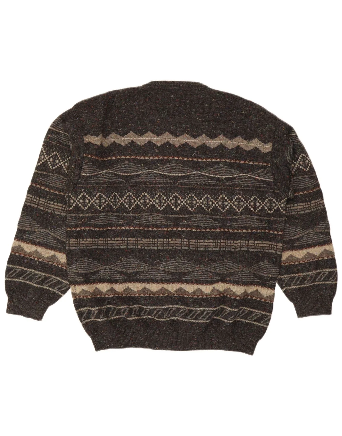 Rodes Mens Crew Neck Jumper Sweater Medium Grey Geometric Acrylic - Image 2