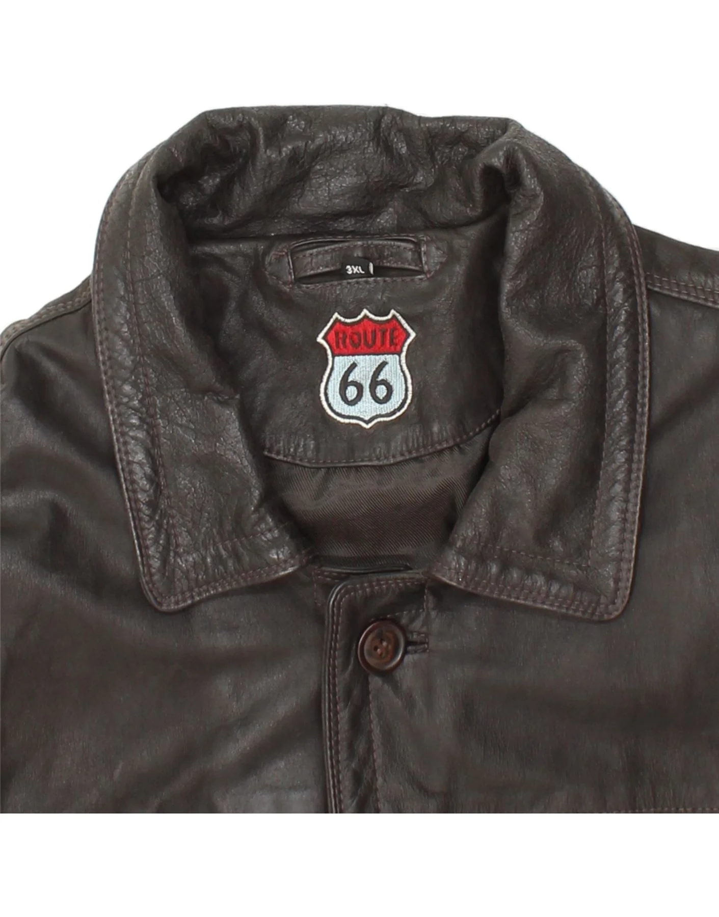 ROUTE 66 Mens Leather Coat UK 46 3XL Black Leather - Image 3