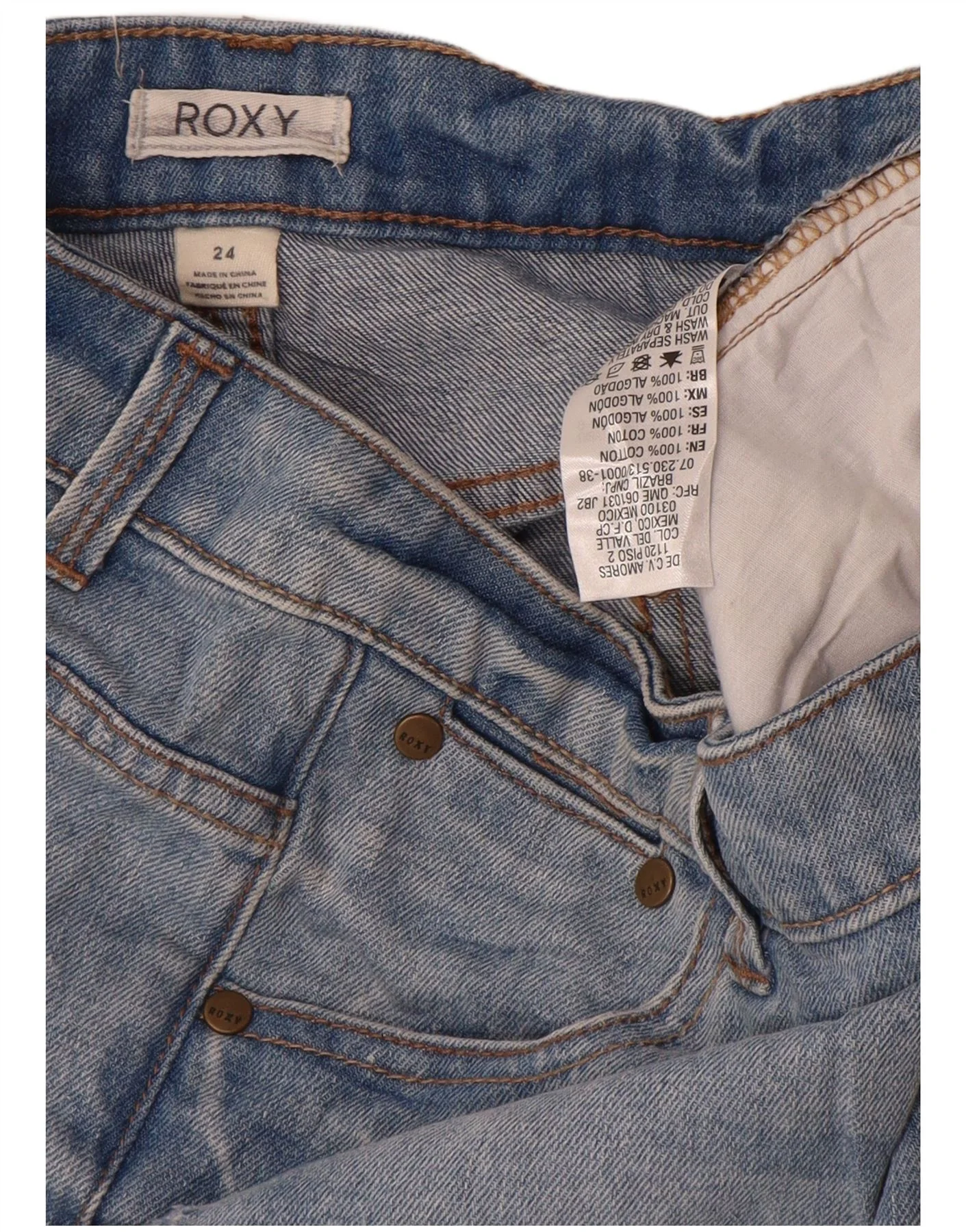 Roxy Womens Denim Shorts W24 XS Blue Cotton - Image 3
