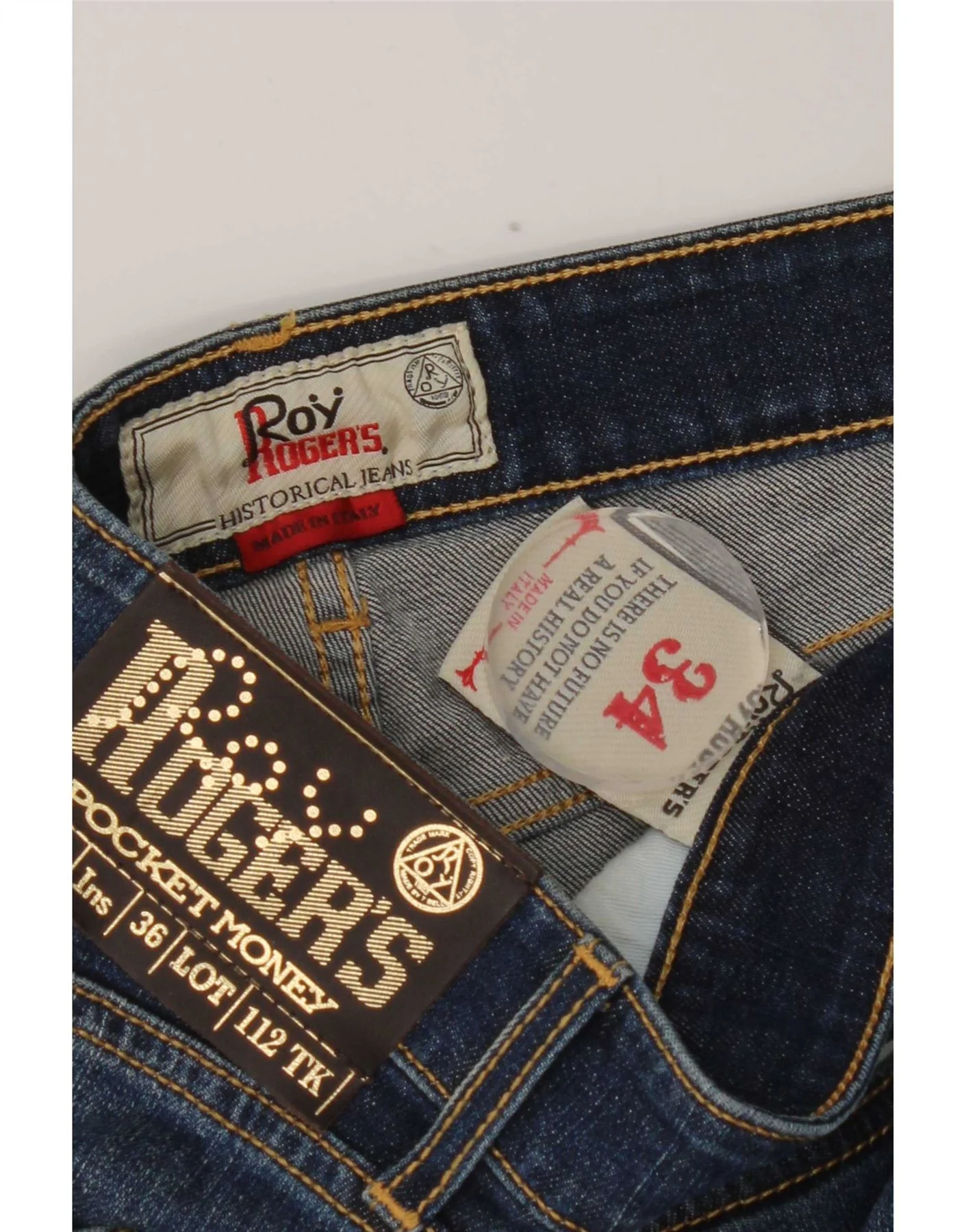 Roy Rogers Mens Straight Jeans W34 L27 Navy Blue Cotton - Image 3