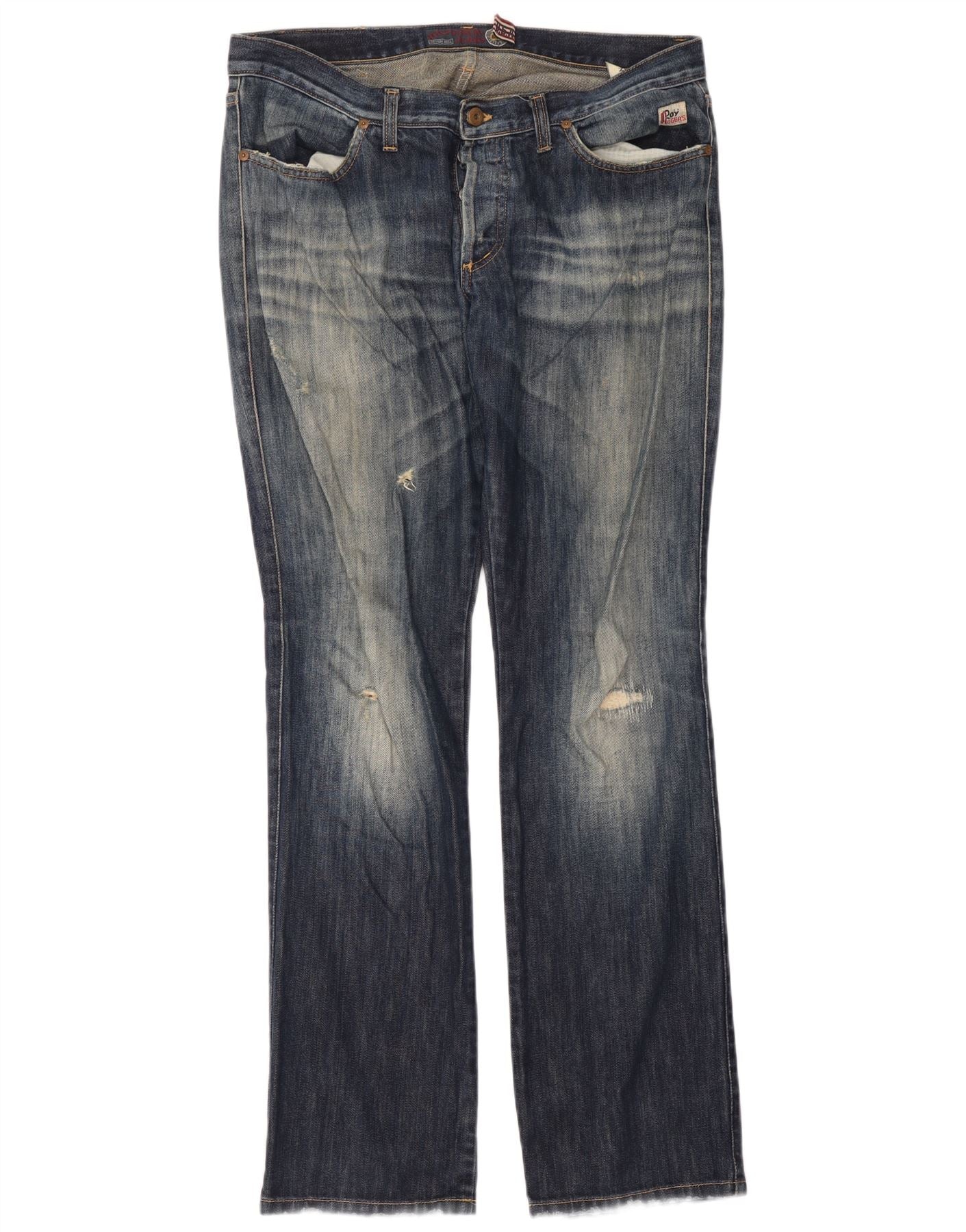 Roy Rogers Womens Distressed High Waist Bootcut Jeans IT 48 XL W34 L34 Blue