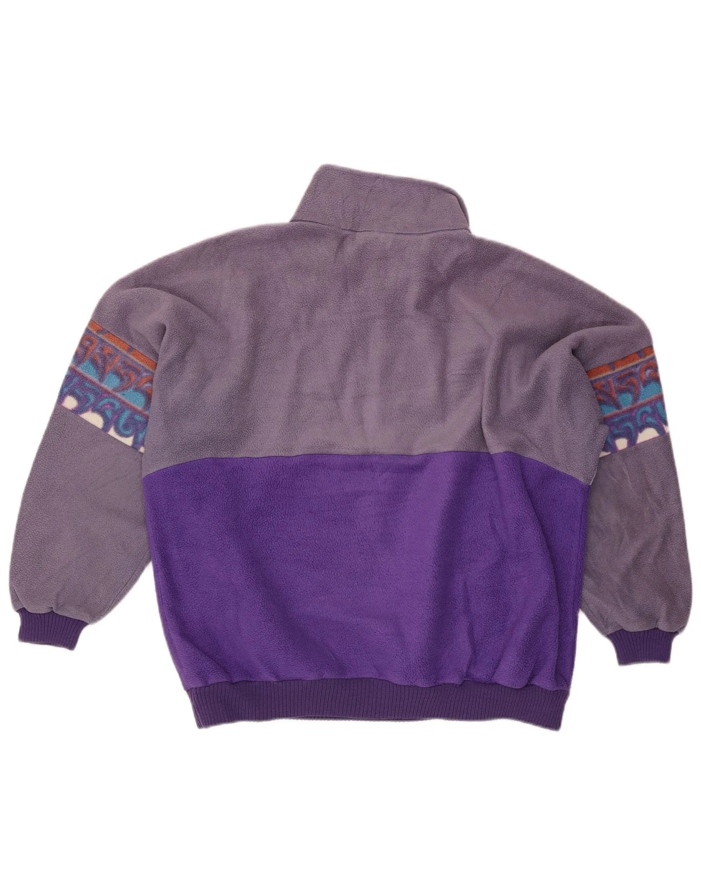 SALEWA Mens Zip Neck Fleece Jumper XL Purple Geometric Polyester - Image 2
