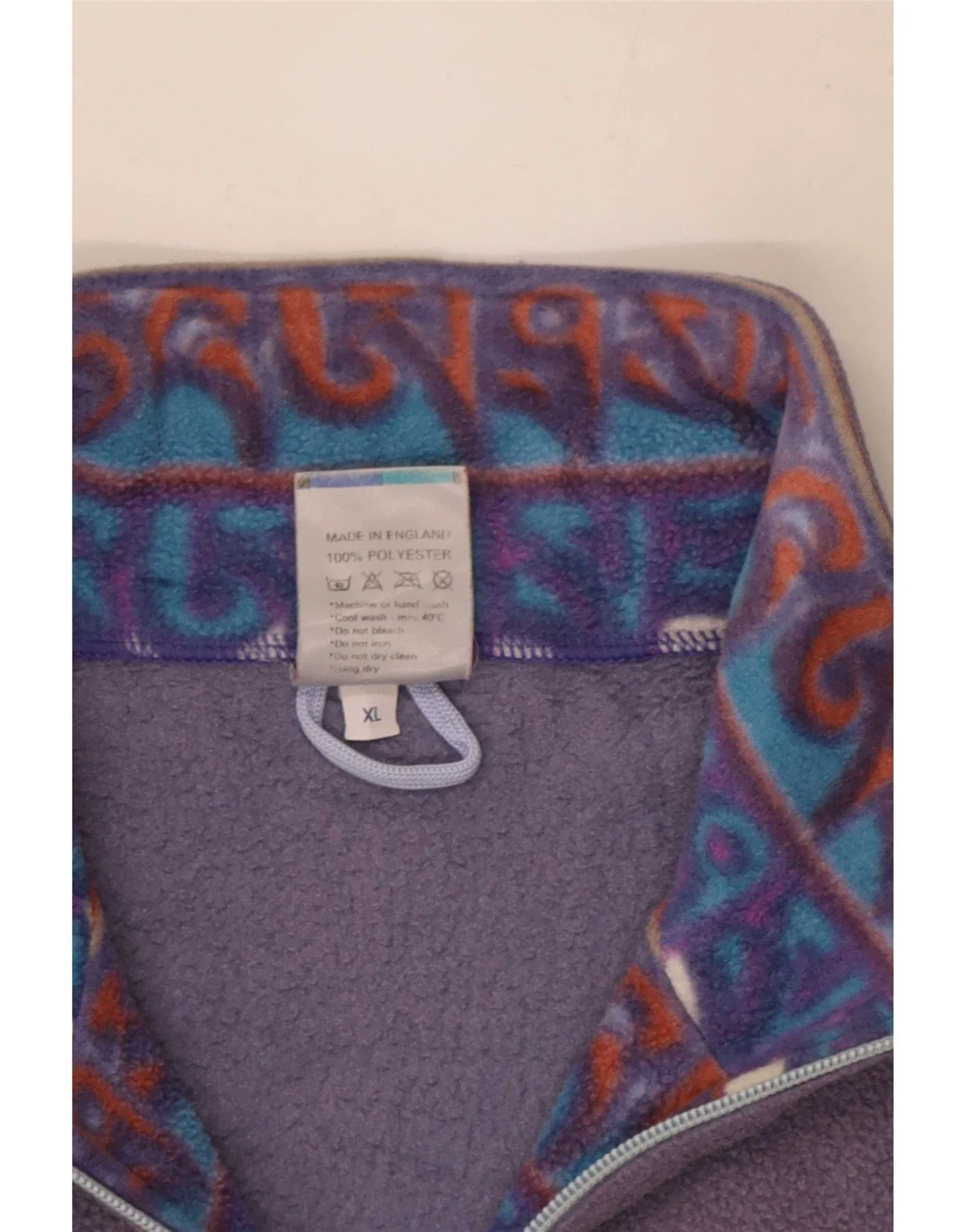 SALEWA Mens Zip Neck Fleece Jumper XL Purple Geometric Polyester - Image 3