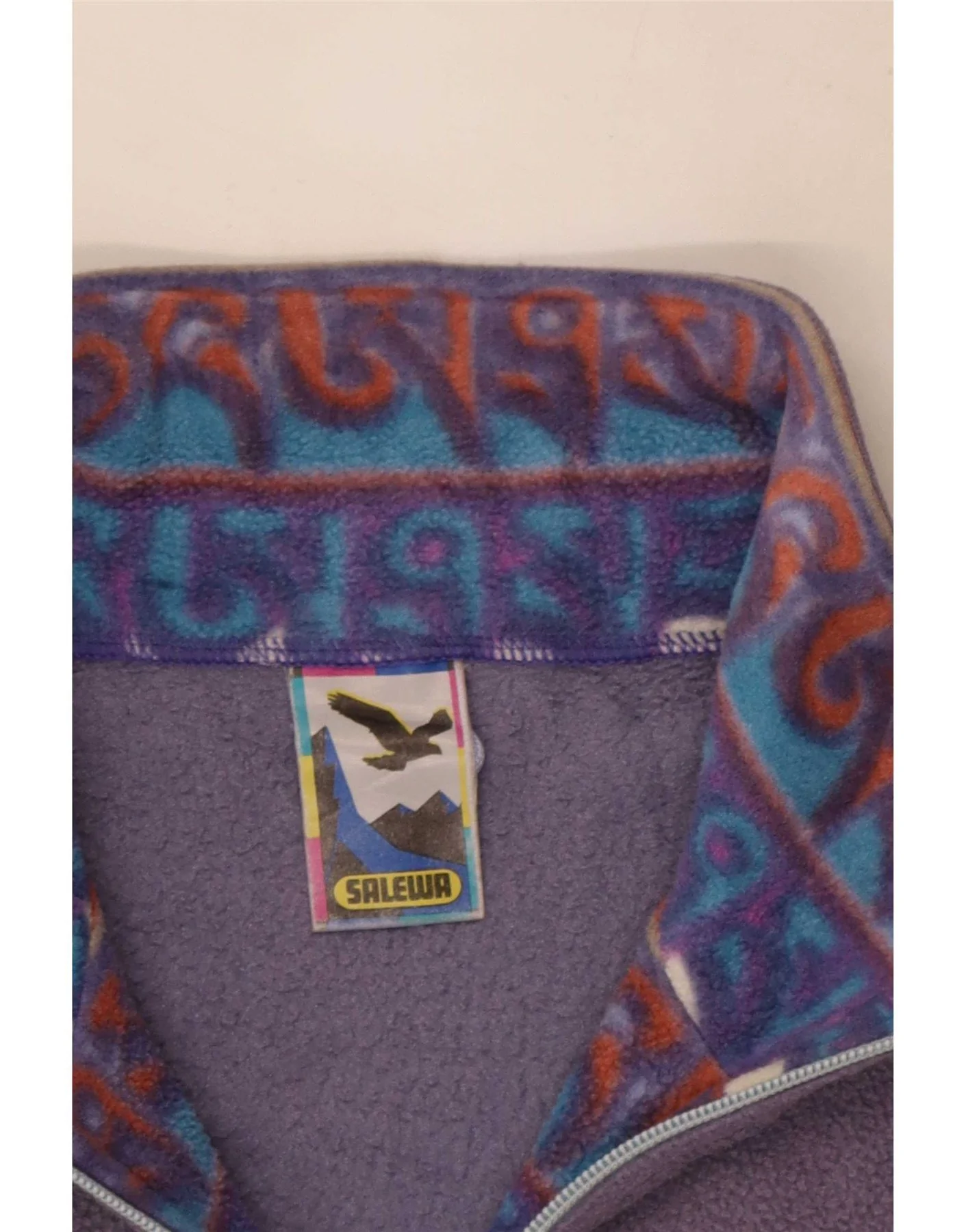 SALEWA Mens Zip Neck Fleece Jumper XL Purple Geometric Polyester - Image 4