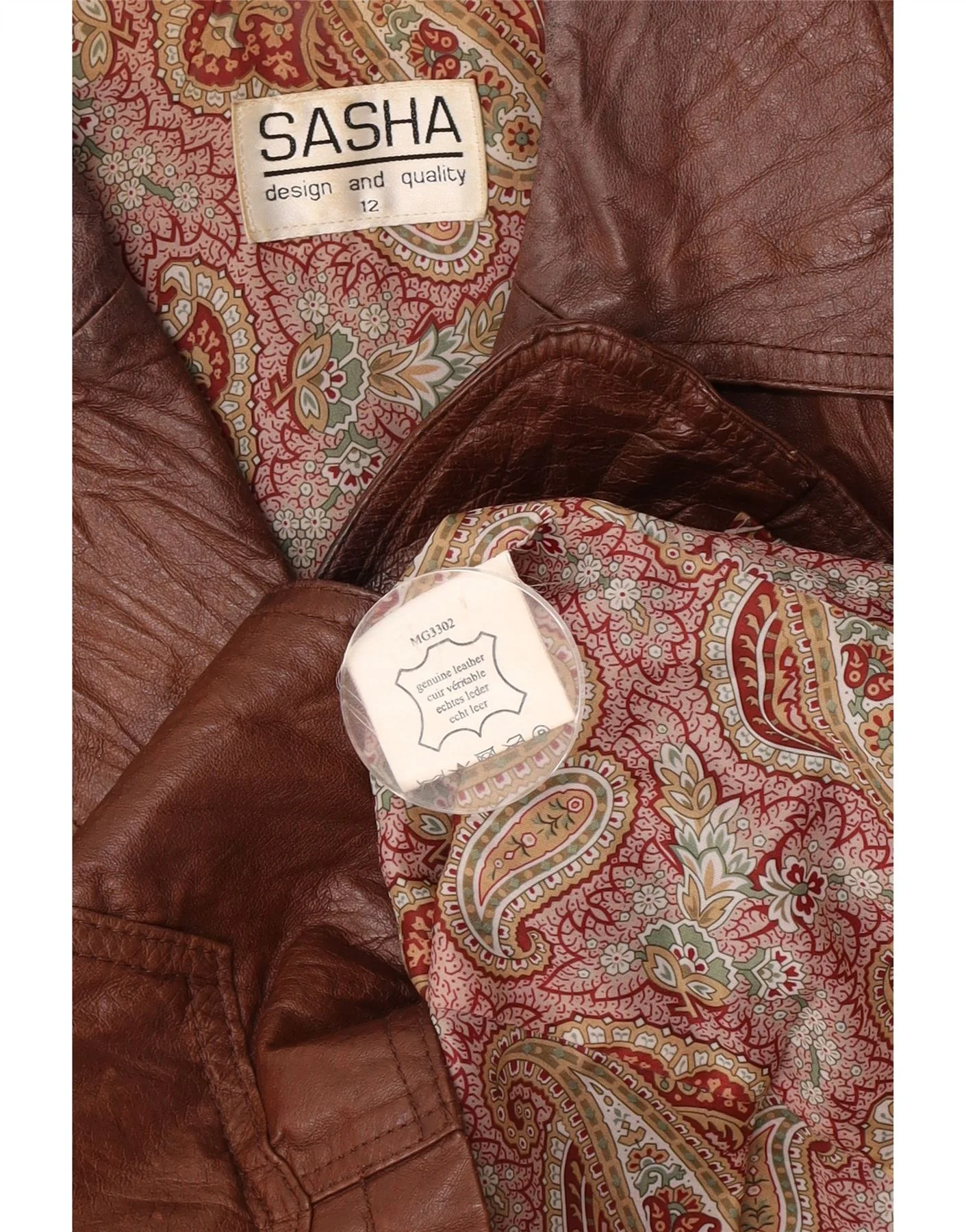 Sasha Womens 3 Button Leather Blazer Jacket UK 12 Medium Brown - Image 3