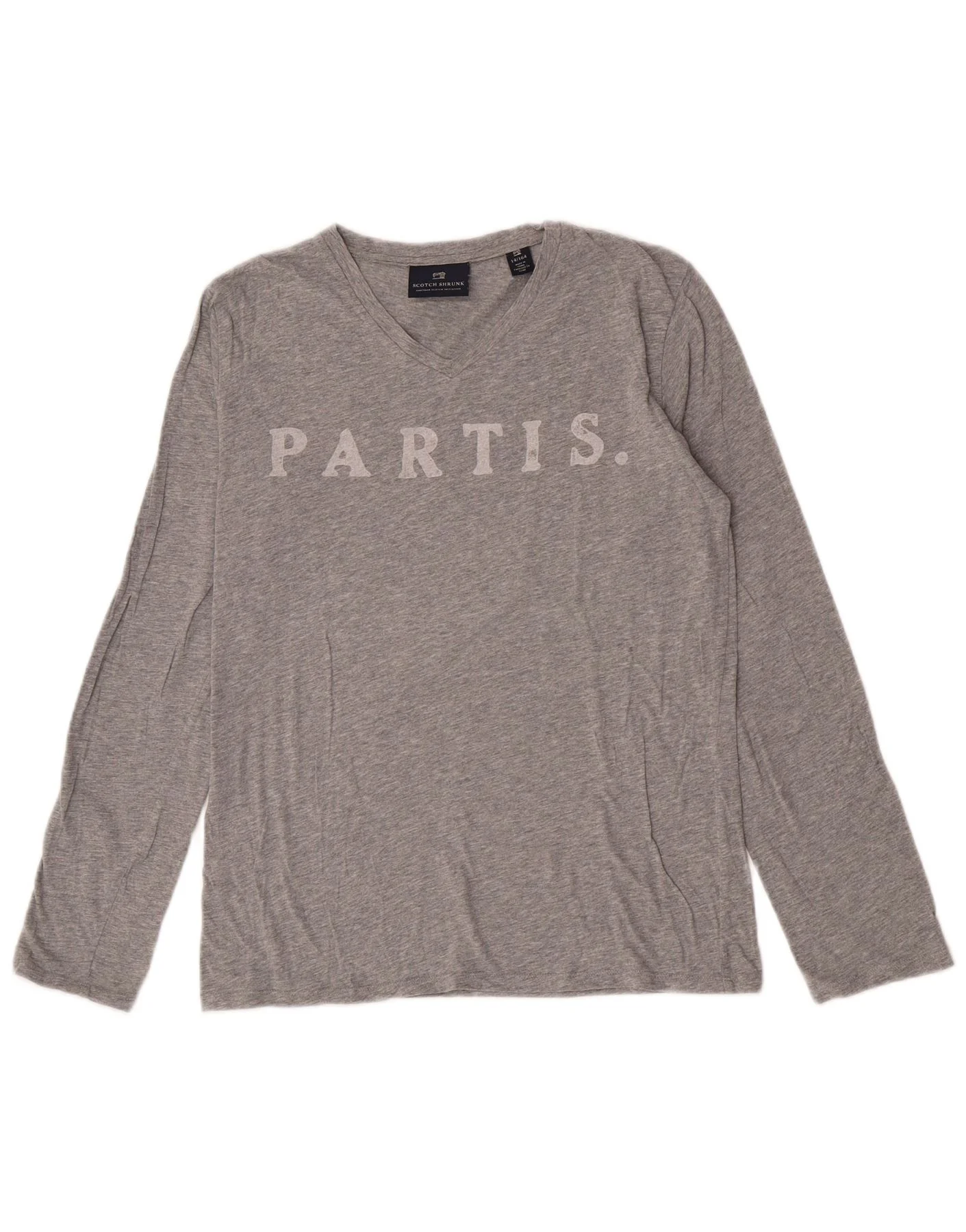 Scotch & Soda Boys Graphic Top Long Sleeve 13-14 Years Grey Flecked Cotton
