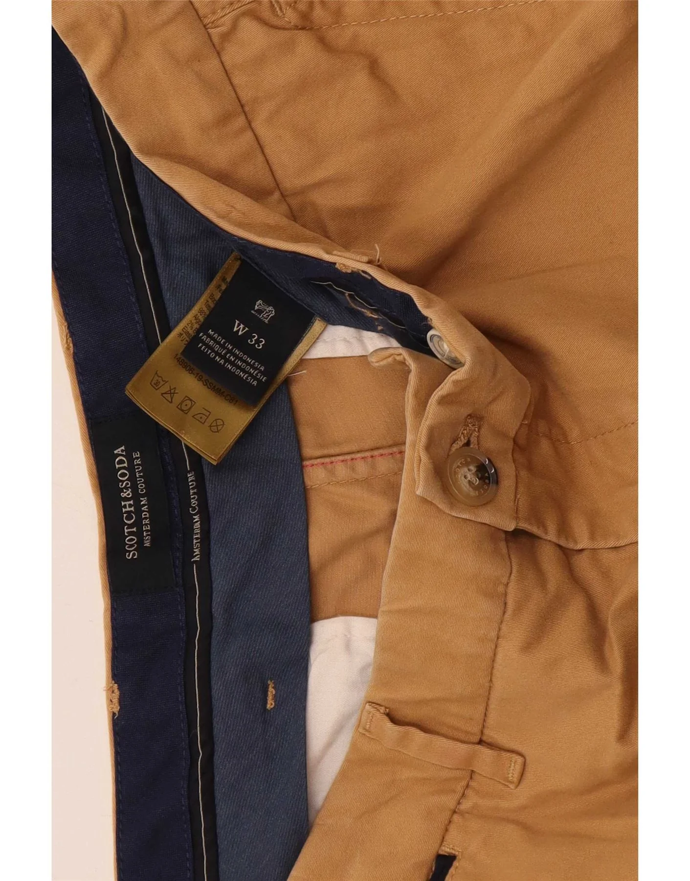 Scotch & Soda Mens Chino Shorts W33 Medium Beige Cotton - Image 3