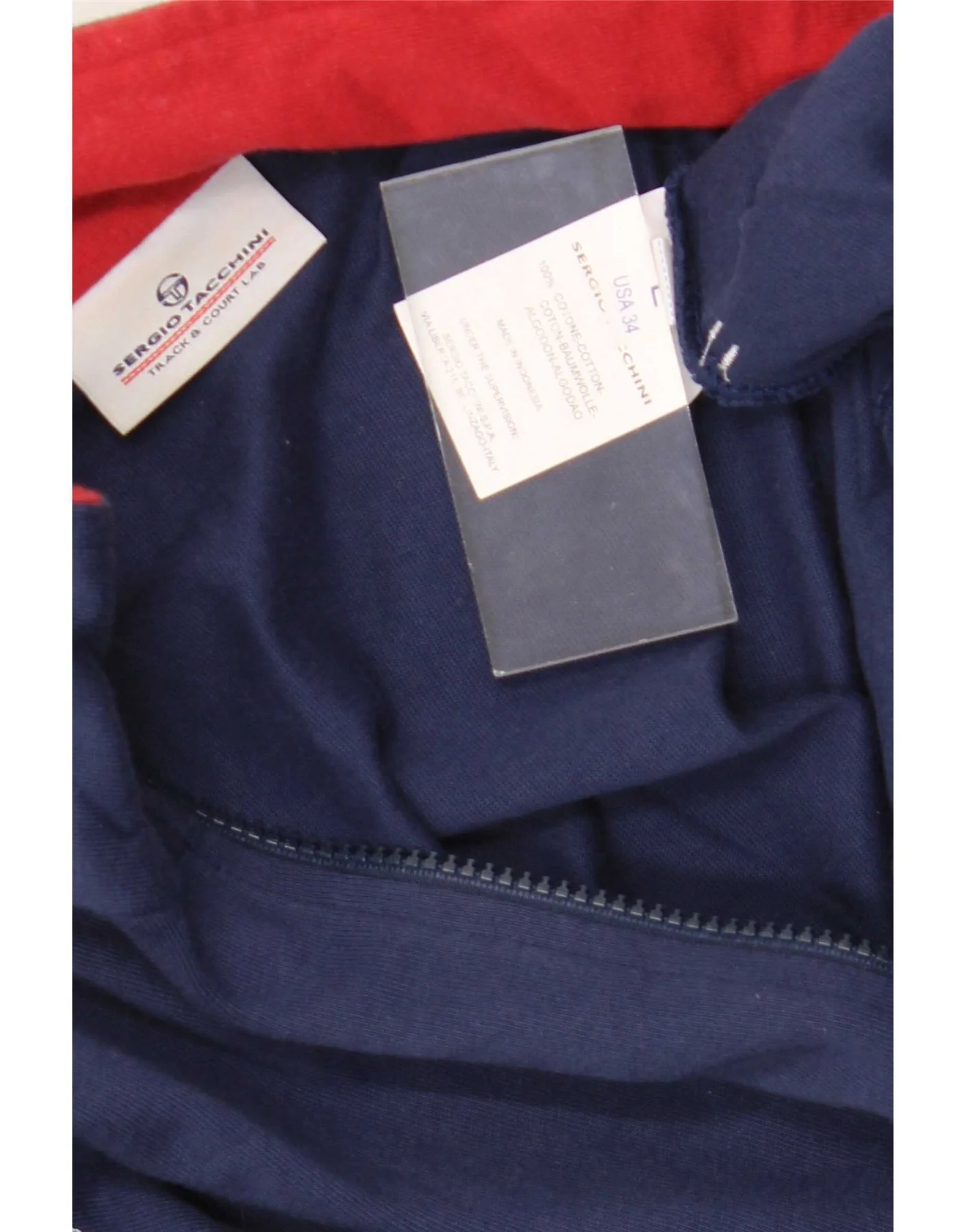 Sergio Tacchini Mens Graphic Tracksuit Top Jacket Large Navy Blue Cotton - Image 4