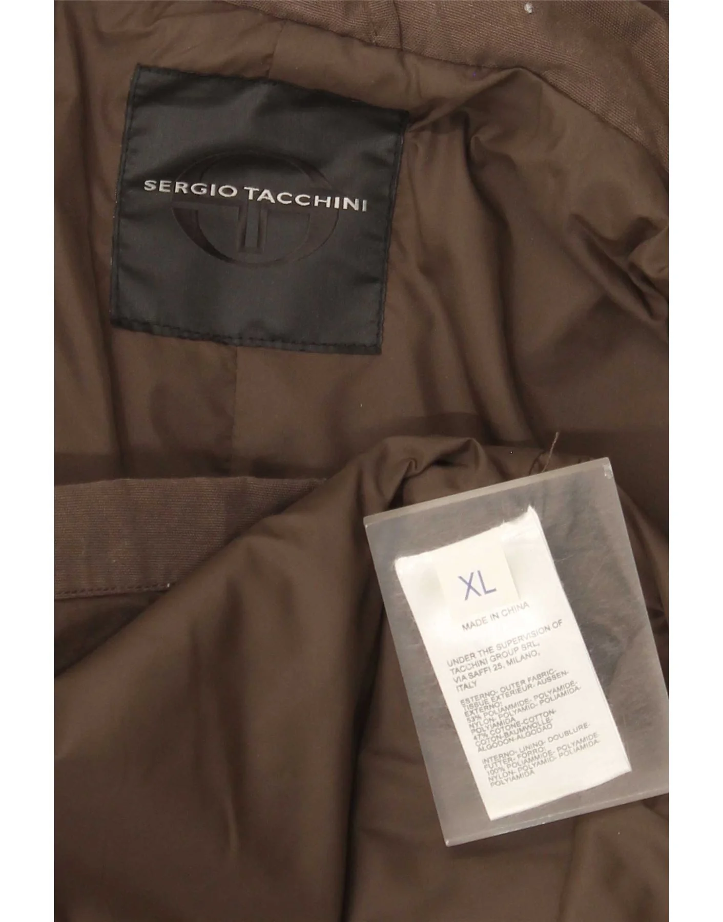 Sergio Tacchini Mens Utility Jacket UK 42 XL Brown Polyamide - Image 4