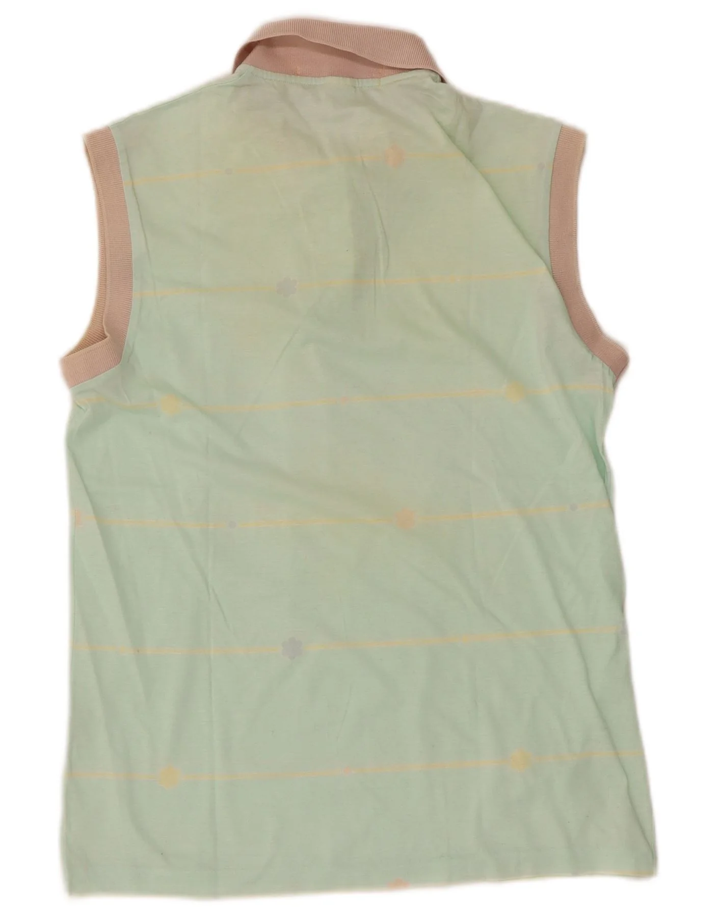 Sergio Tacchini Womens Sleeveless Polo Shirt US 12 Large Green Striped - Image 2