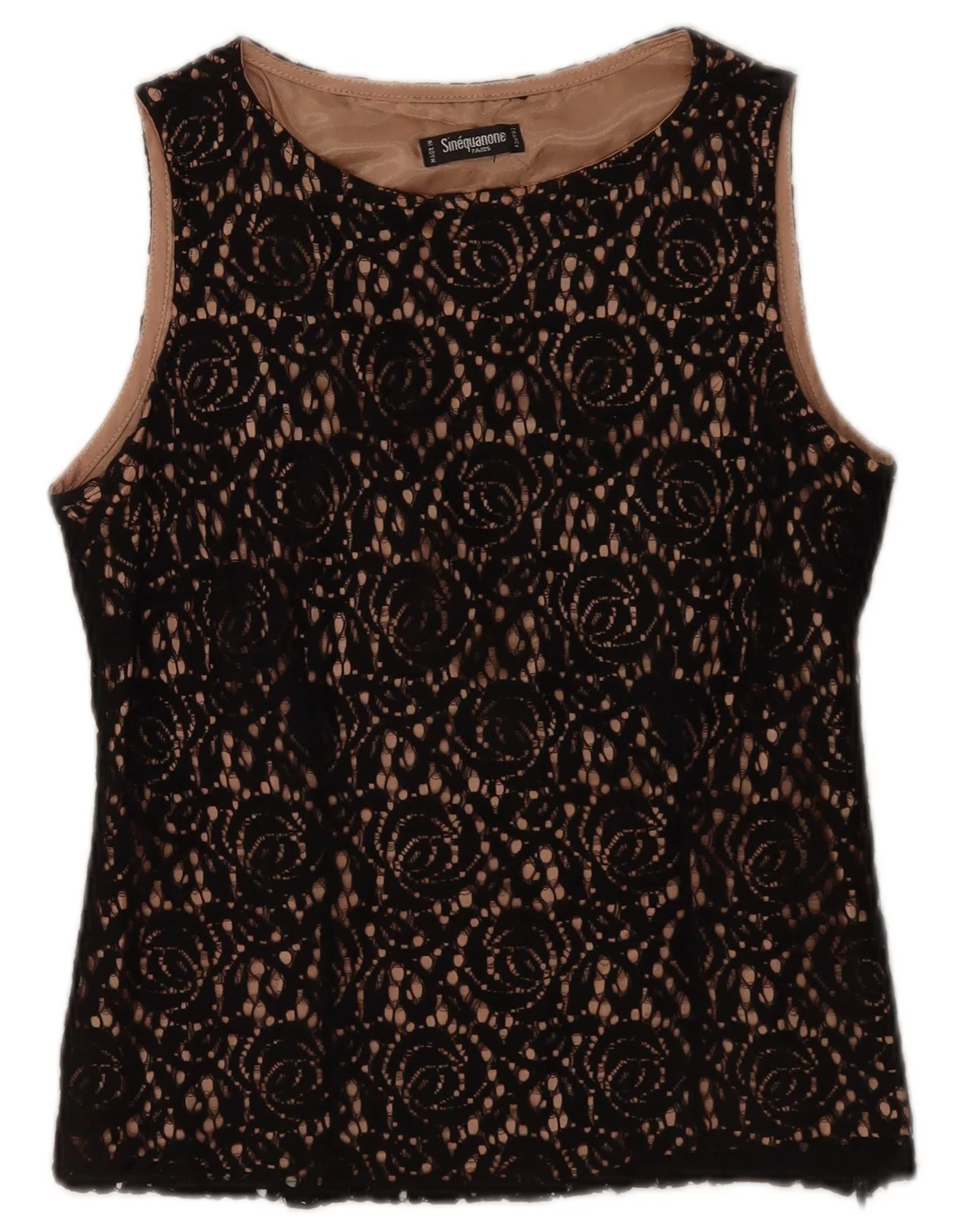 Sinequanone Womens Sleeveless Lace Blouse Top UK 12 Medium Black Floral