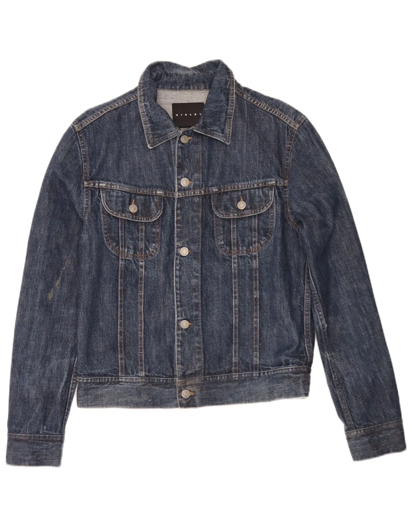 Sisley Mens Denim Jacket UK 36 Small Navy Blue