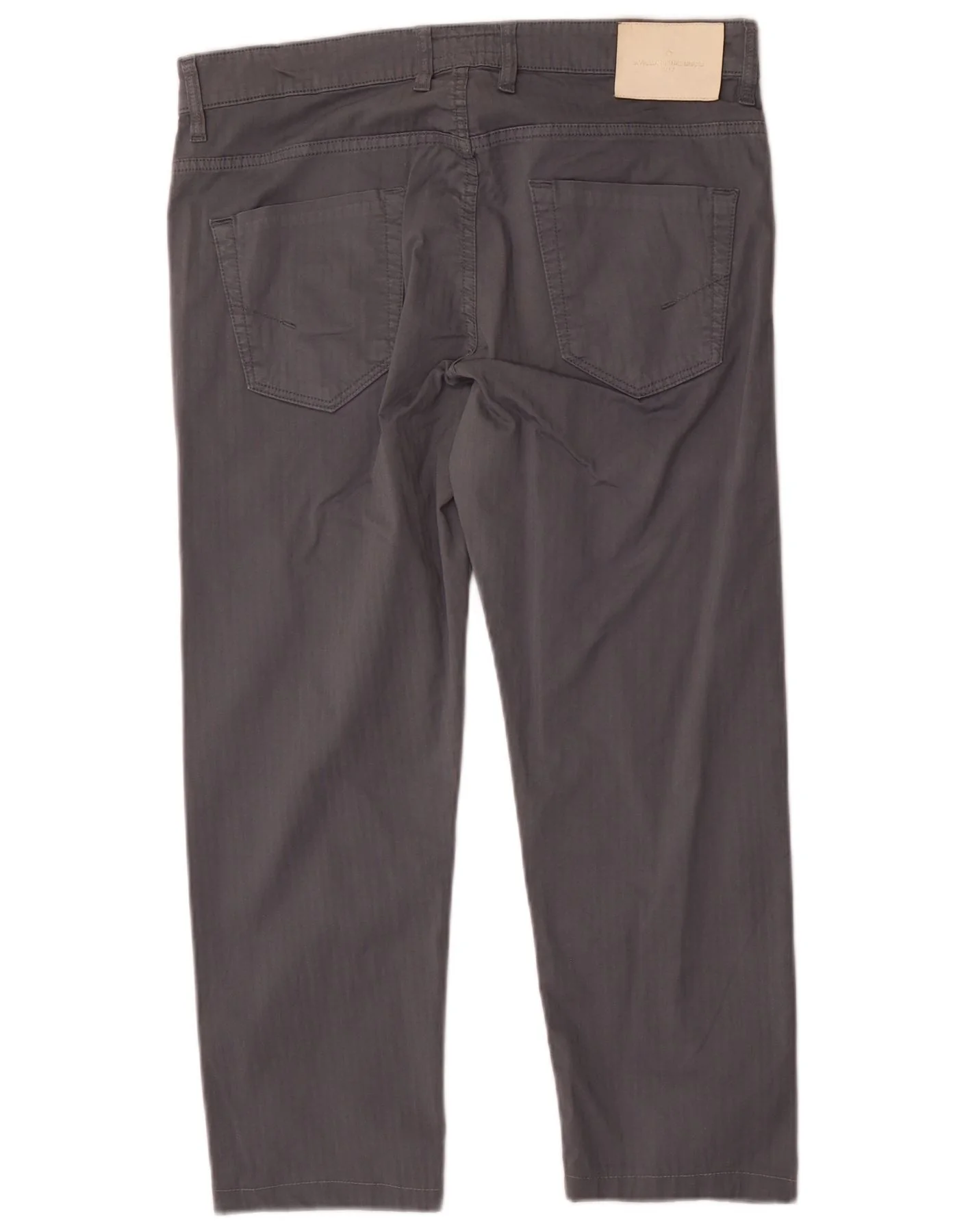 SIVIGLIA Mens Straight Cropped Trousers W35 L25 Grey Striped Cotton - Image 2