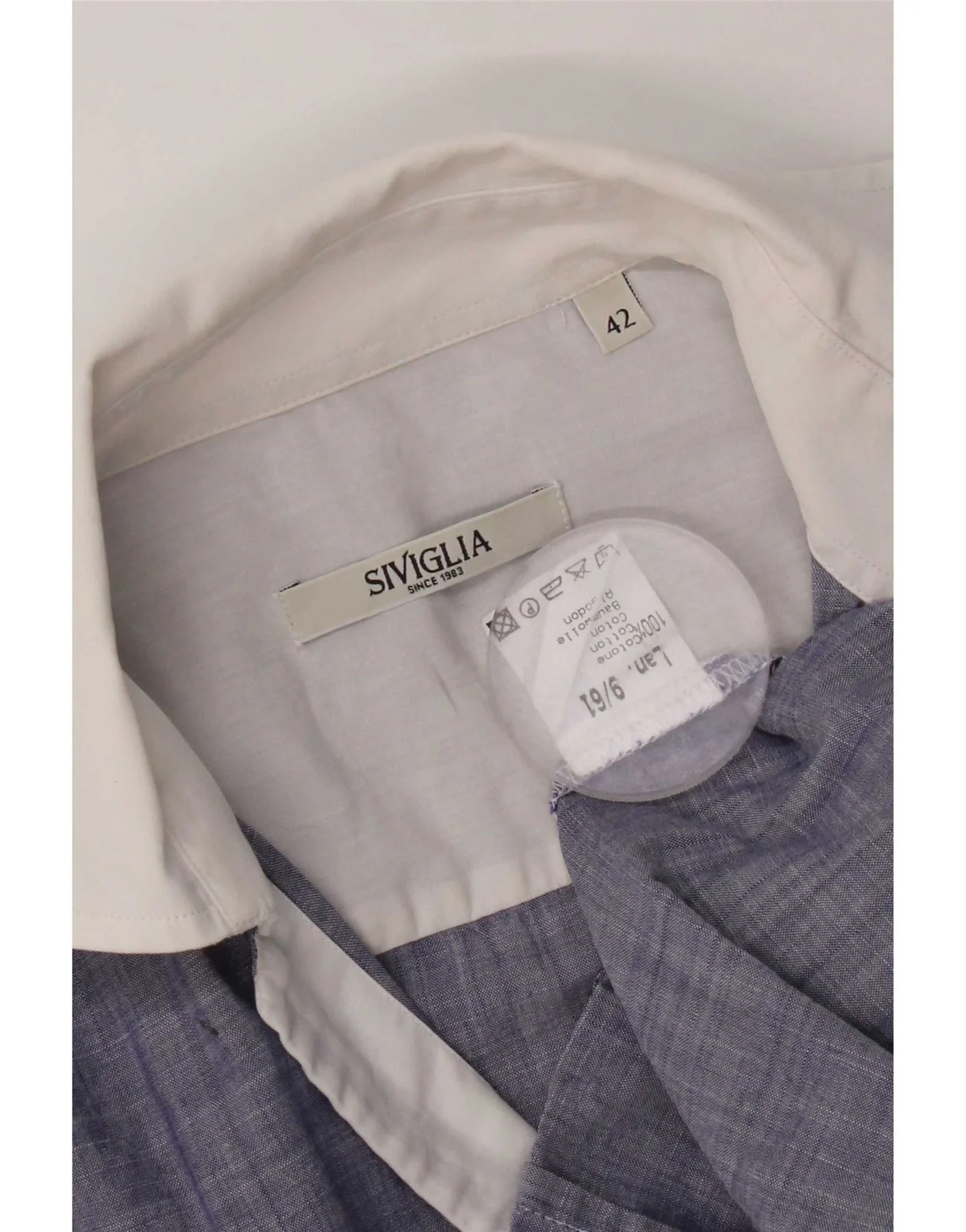 SIVIGLIA Womens Long Sleeve Regular Fit Shirt IT 42 Medium Blue Colourblock - Image 6