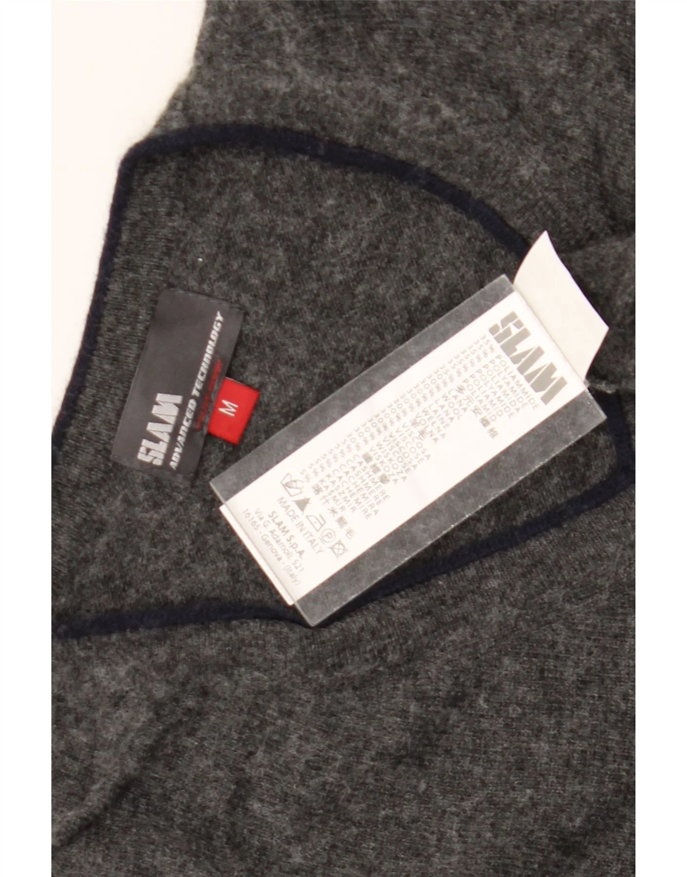 Slam Mens V-Neck Jumper Sweater Medium Grey Polyamide - Image 3