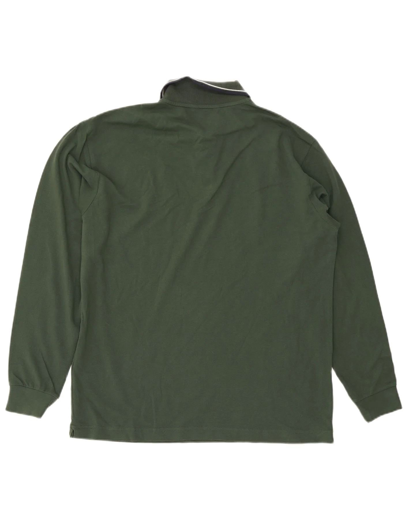 Spalding Mens Long Sleeve Polo Shirt XL Green Striped Cotton - Image 2