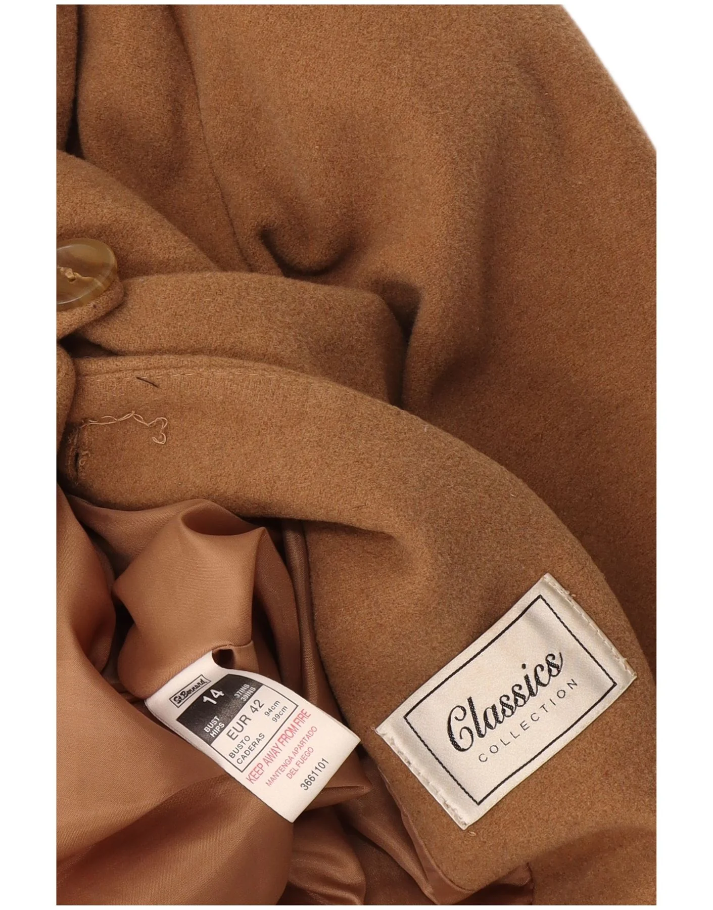 St. Bernard Womens Overcoat UK 14 Large Beige Wool - Image 3