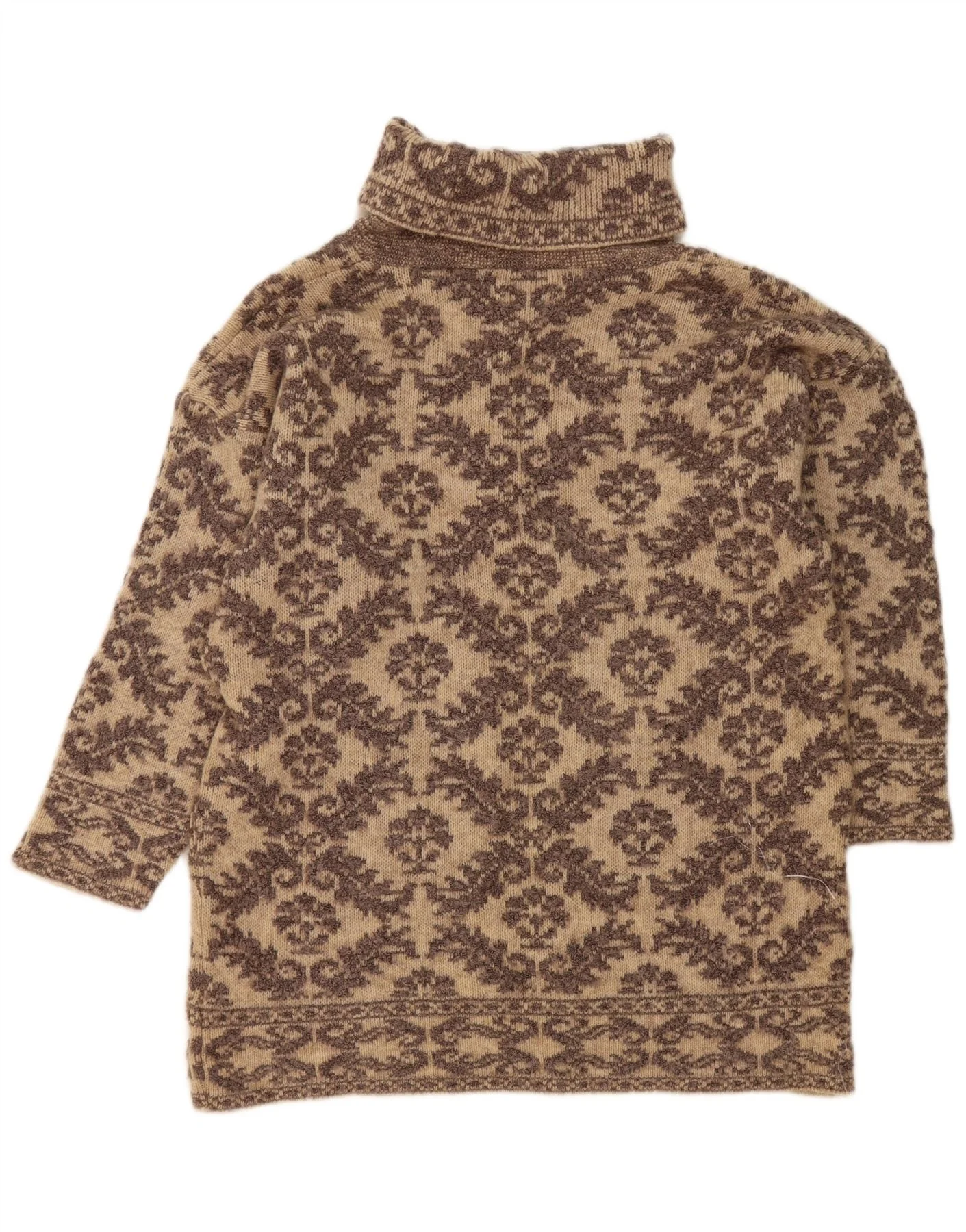 St. Bernard Womens Roll Neck Jumper Sweater UK 18/20 XL Beige Paisley Wool - Image 2