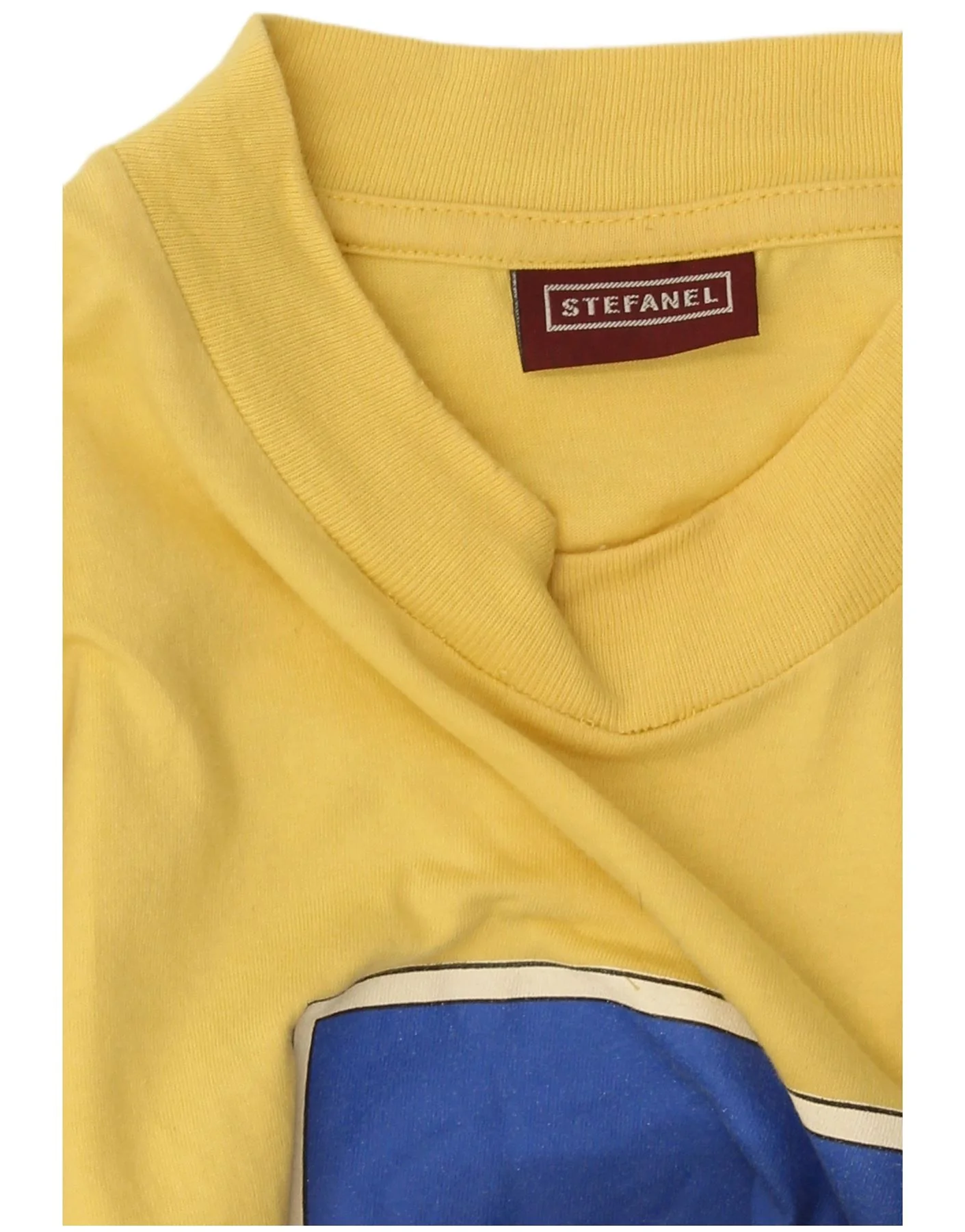 Stefanel Mens Graphic T-Shirt Top Large Yellow Cotton - Image 6