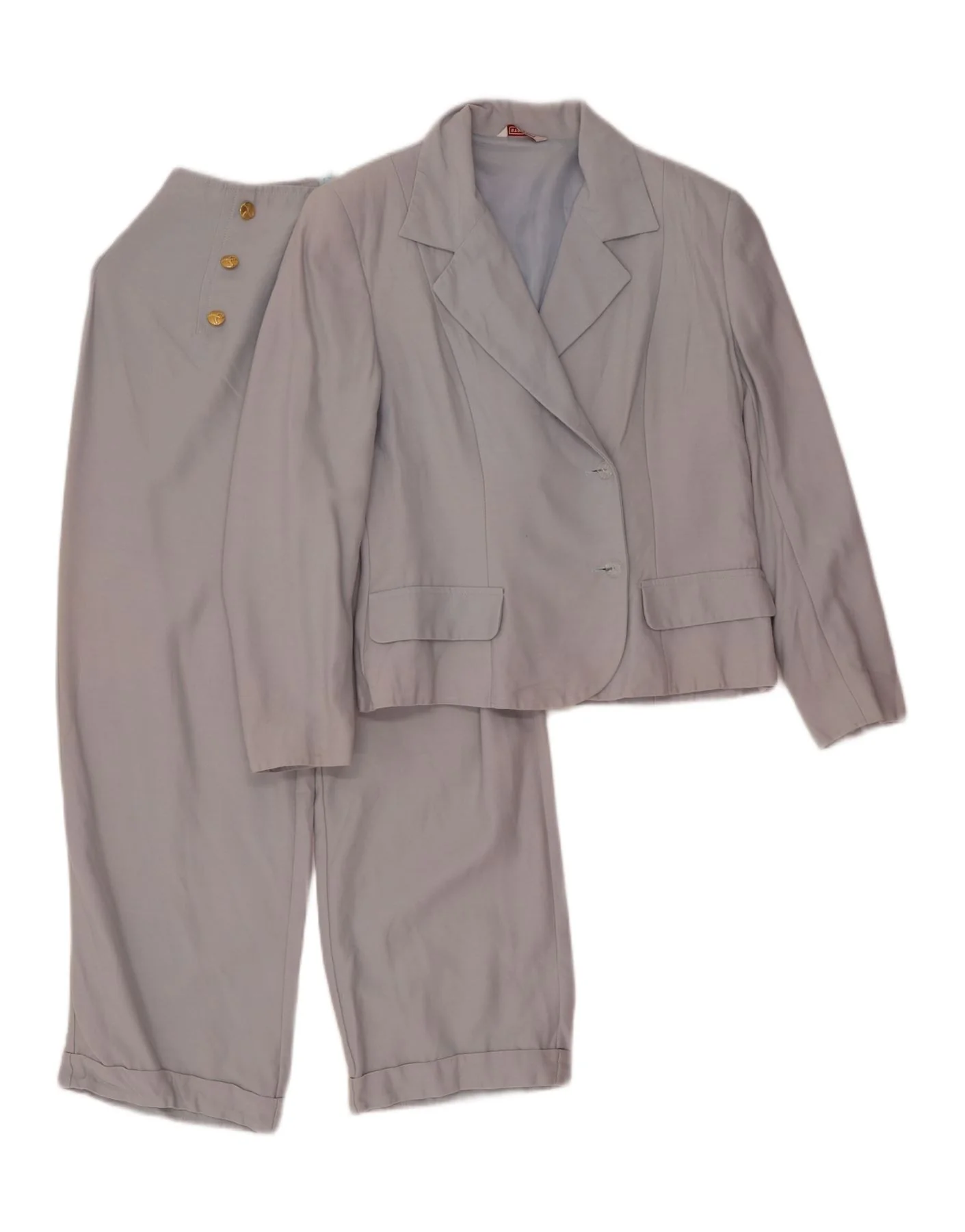 Stefanel Womens 2 Button Piece Suit IT 44 Medium W22 L25 Grey Acetate