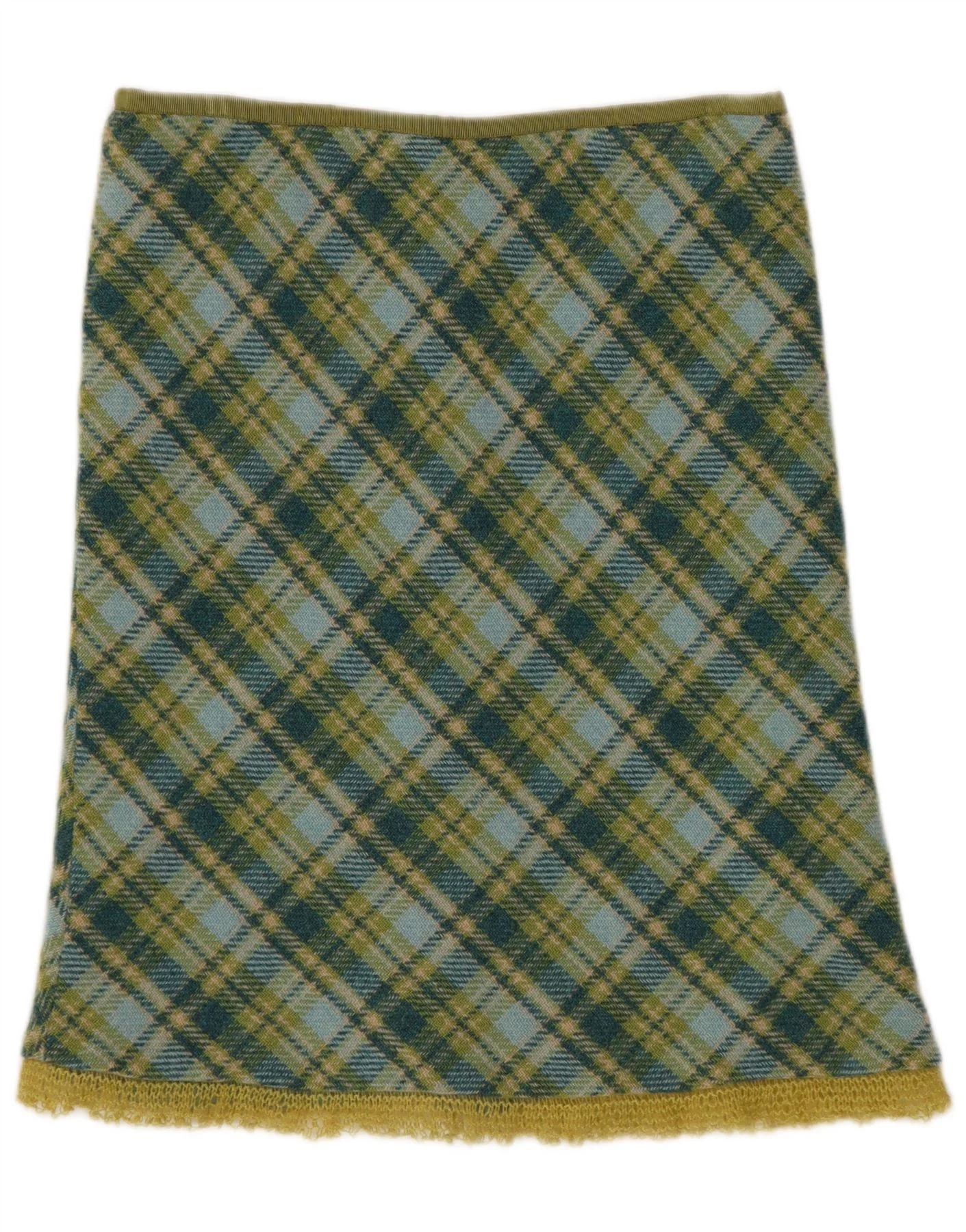 Stefanel Womens A-Line Skirt IT 40 Small W28 Green Check