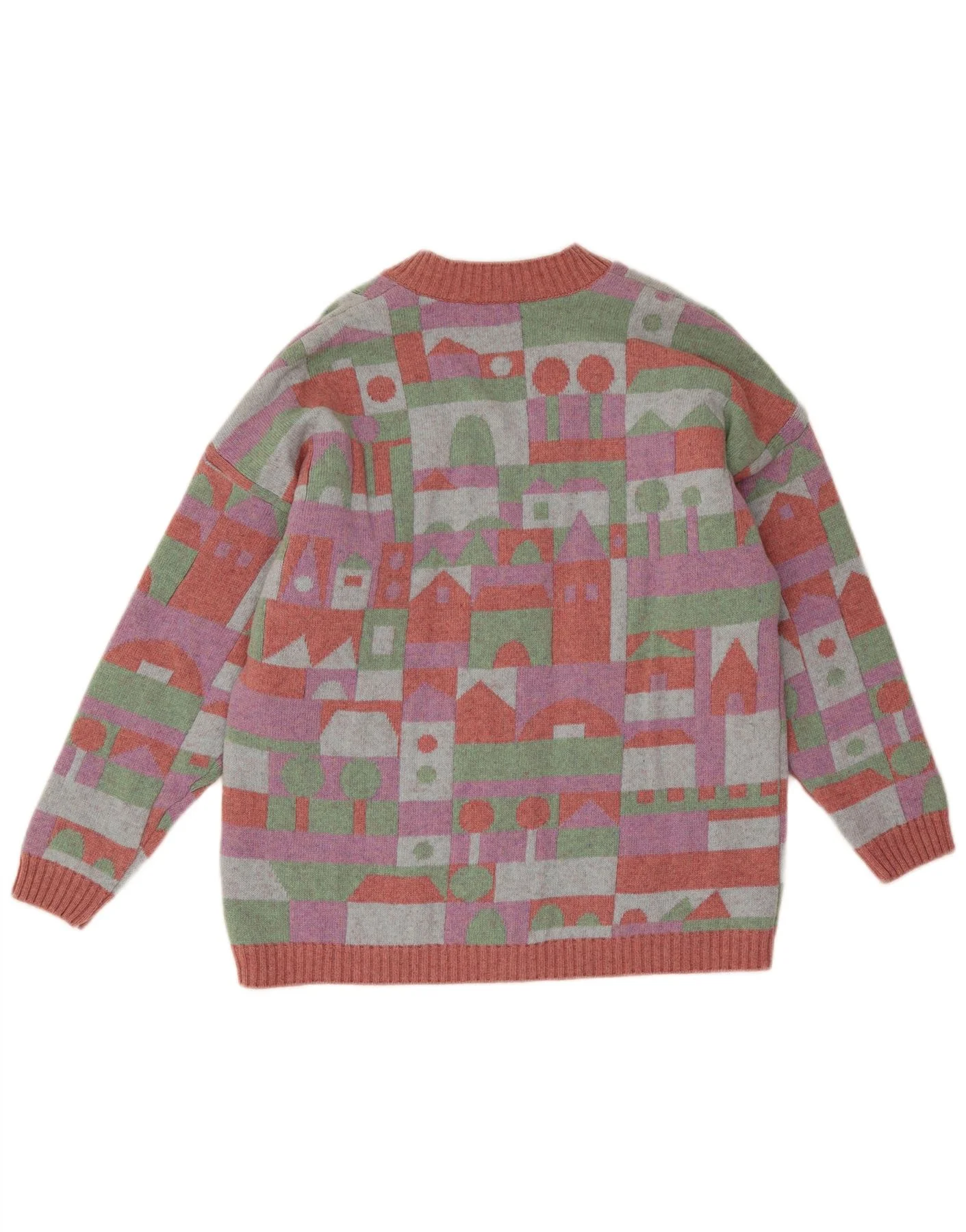Stefanel Womens Cardigan Sweater UK 18 XL Multicoloured Geometric - Image 2