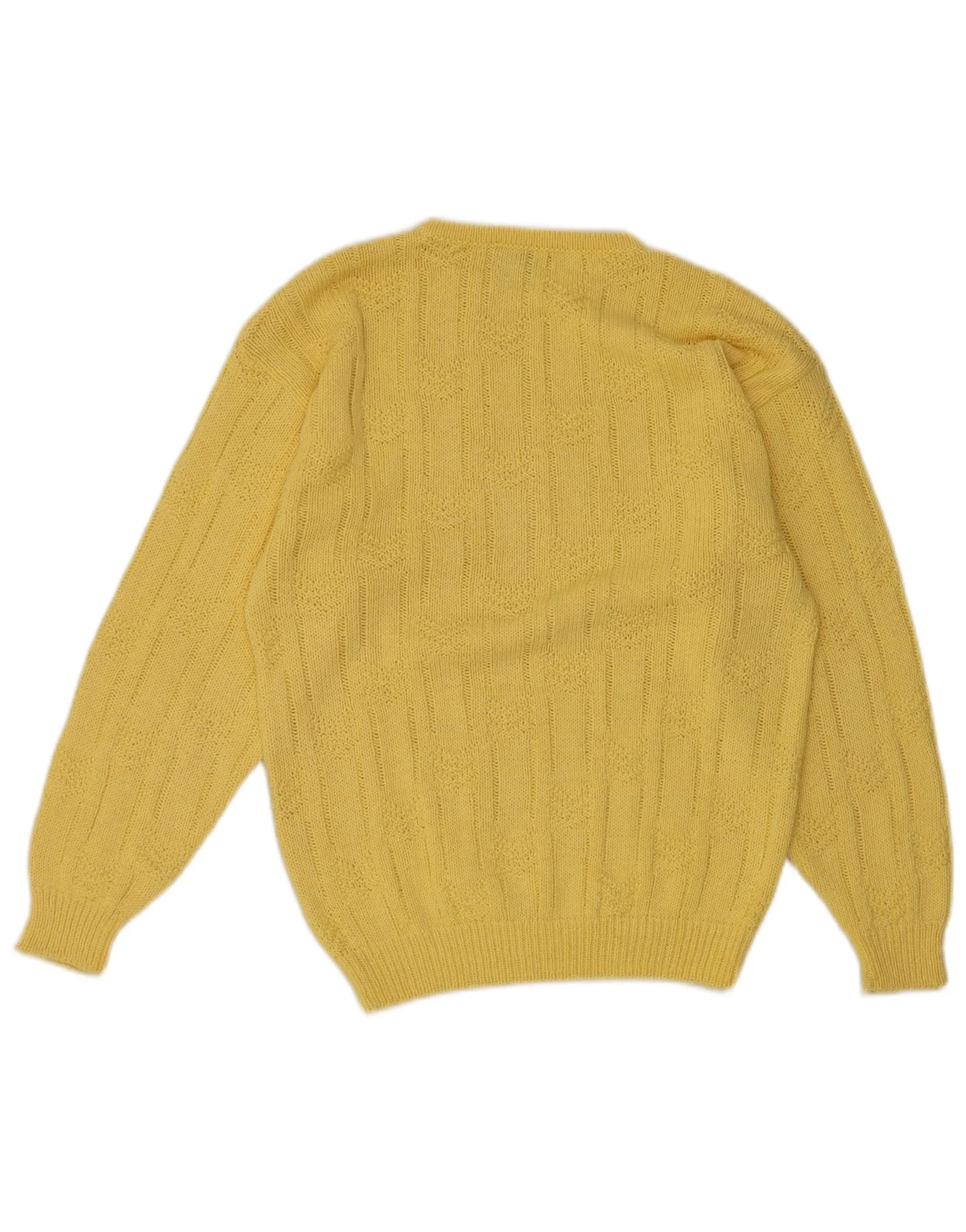 Stefanel Womens Crew Neck Jumper Sweater UK 10 Small Yellow Geometric - Image 2