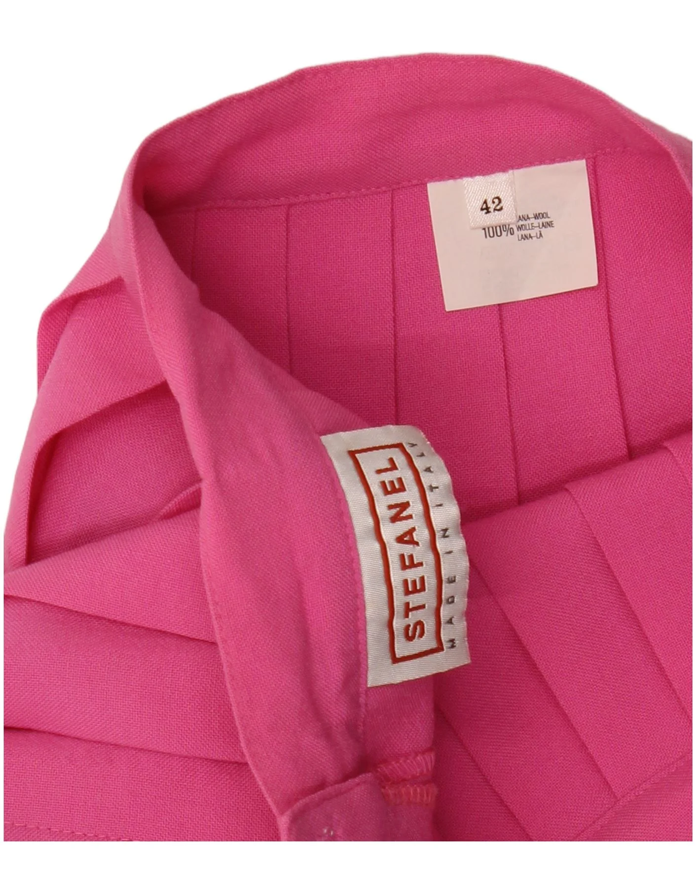 Stefanel Womens Mini Knife Pleated Skirt IT 42 Medium W25 Pink Wool - Image 4