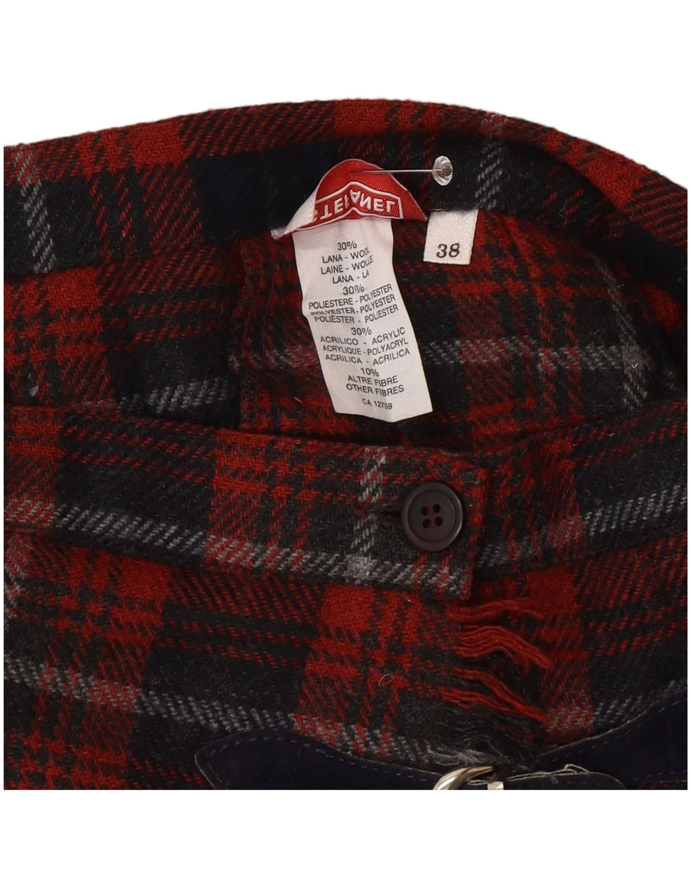 Stefanel Womens Mini Wrap Skirt IT 38 XS W22 Red Plaid Wool - Image 3