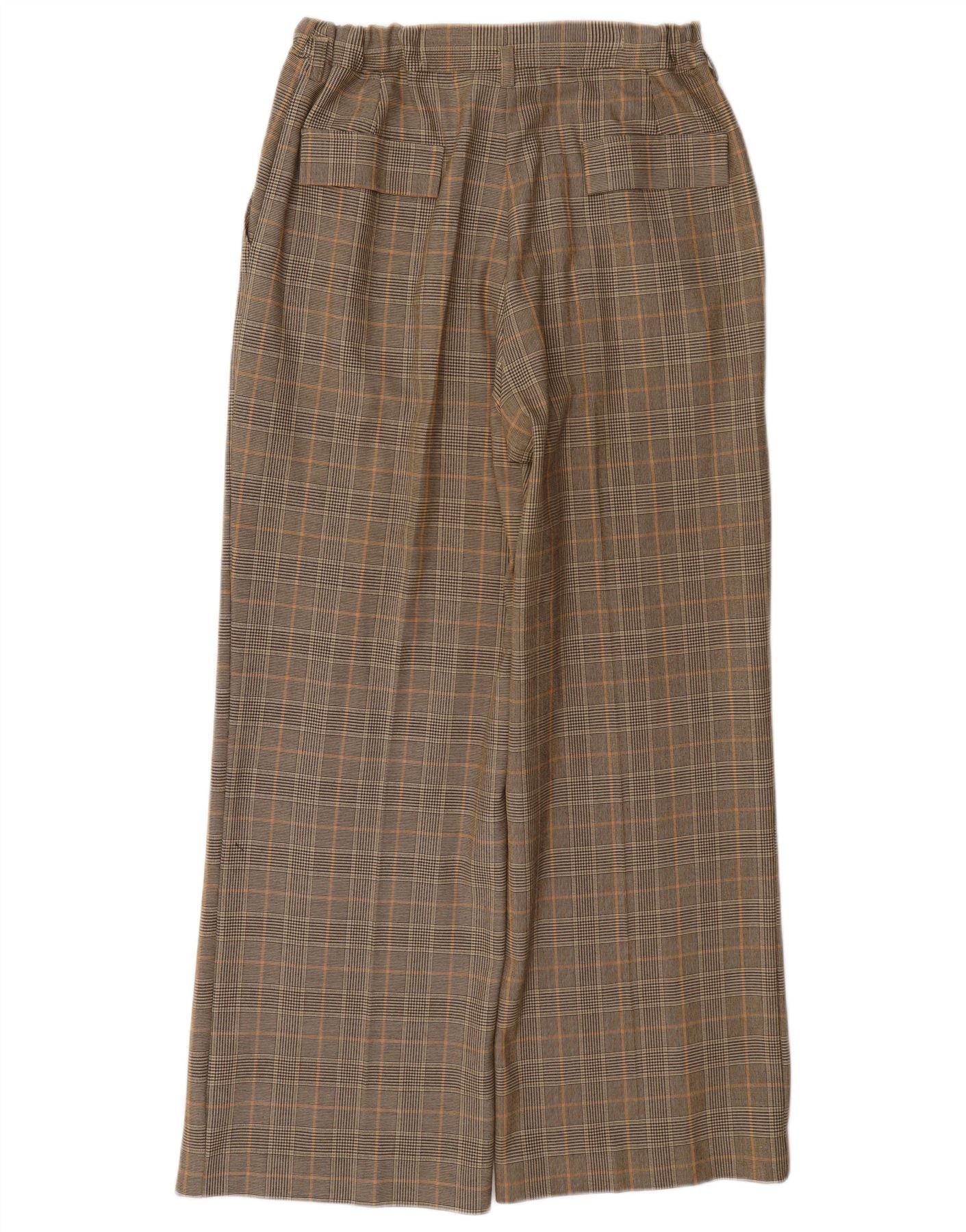 Steilmann Womens Wide Leg Chino Trousers UK 16 Large W32 L28 Beige Check - Image 2