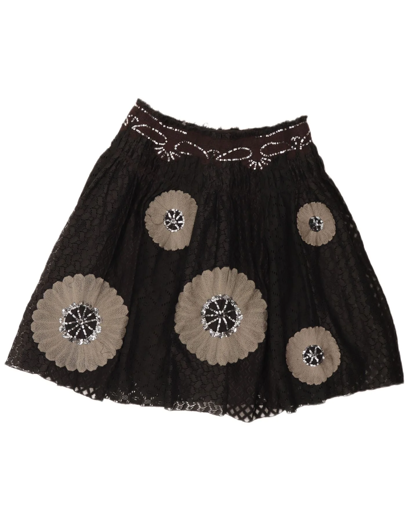 Stella Forest Womens A-Line Skirt EU 40 Medium W30 Black Floral Nylon - Image 2