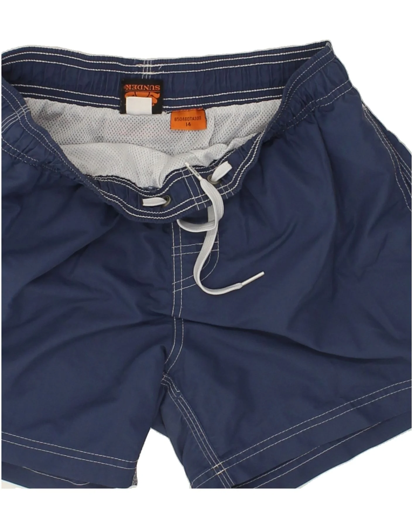 SUNDEK Boys Swimming Shorts 13-14 Years Navy Blue Colourblock Nylon - Image 3