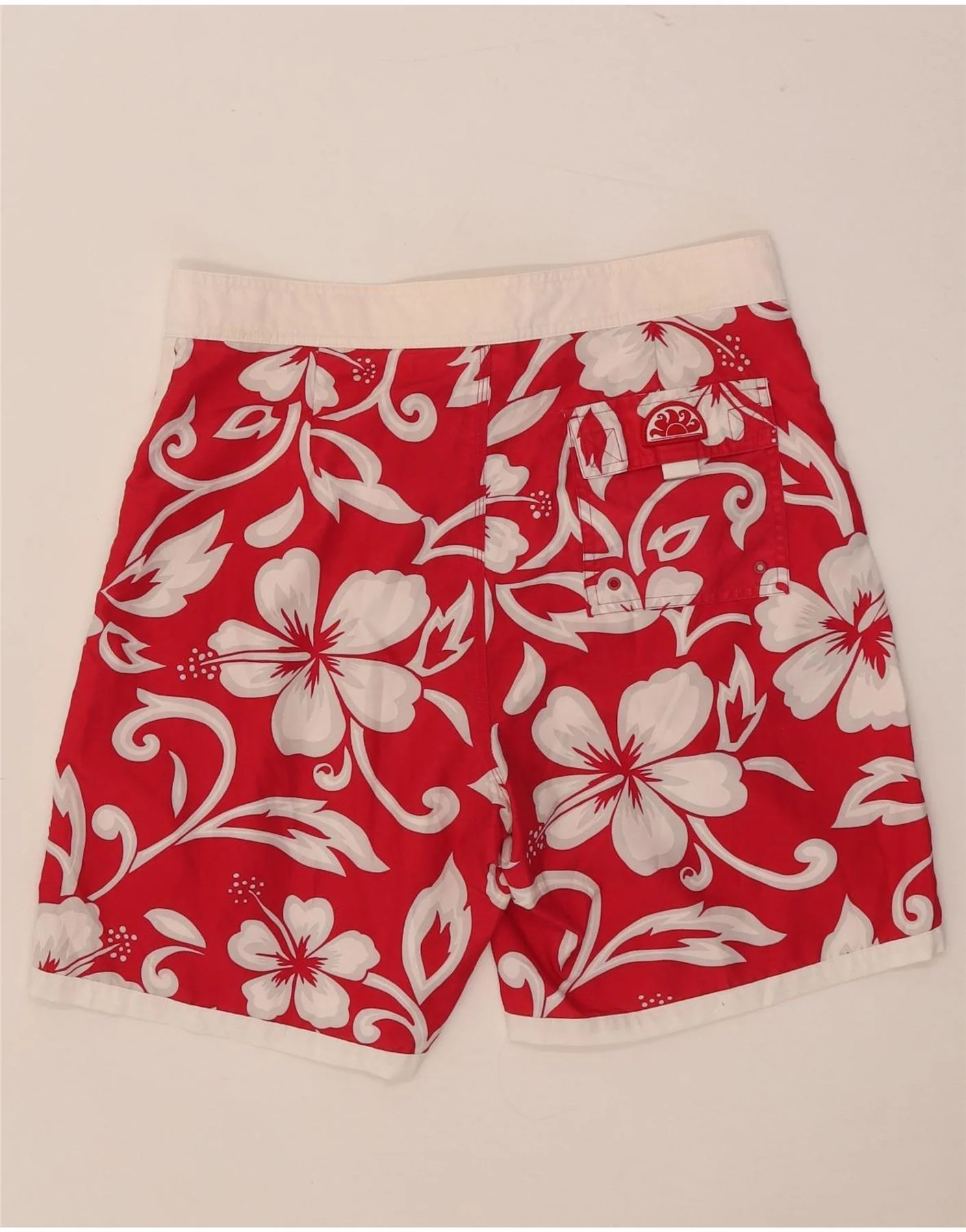 Sundek Mens Swimming Shorts Large Red Floral Polyester - Image 2