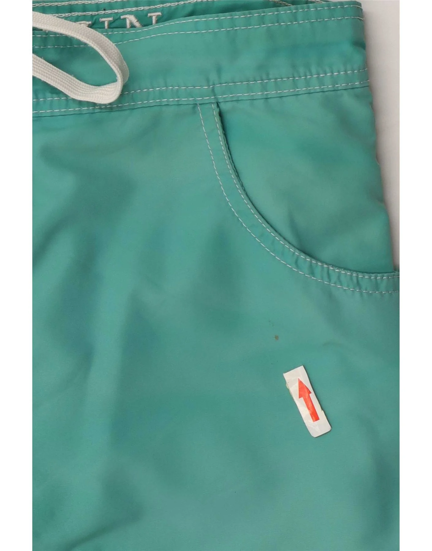 Sundek Mens Swimming Shorts Medium Green Colourblock Cotton - Image 3