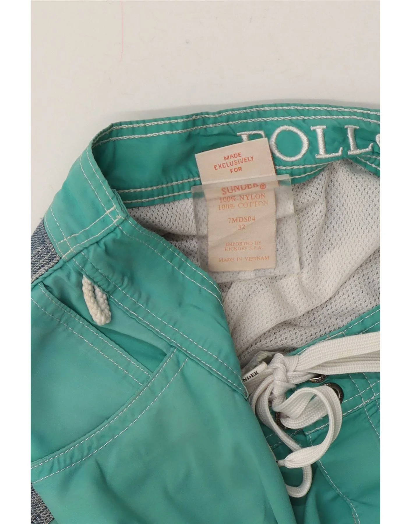 Sundek Mens Swimming Shorts Medium Green Colourblock Cotton - Image 4