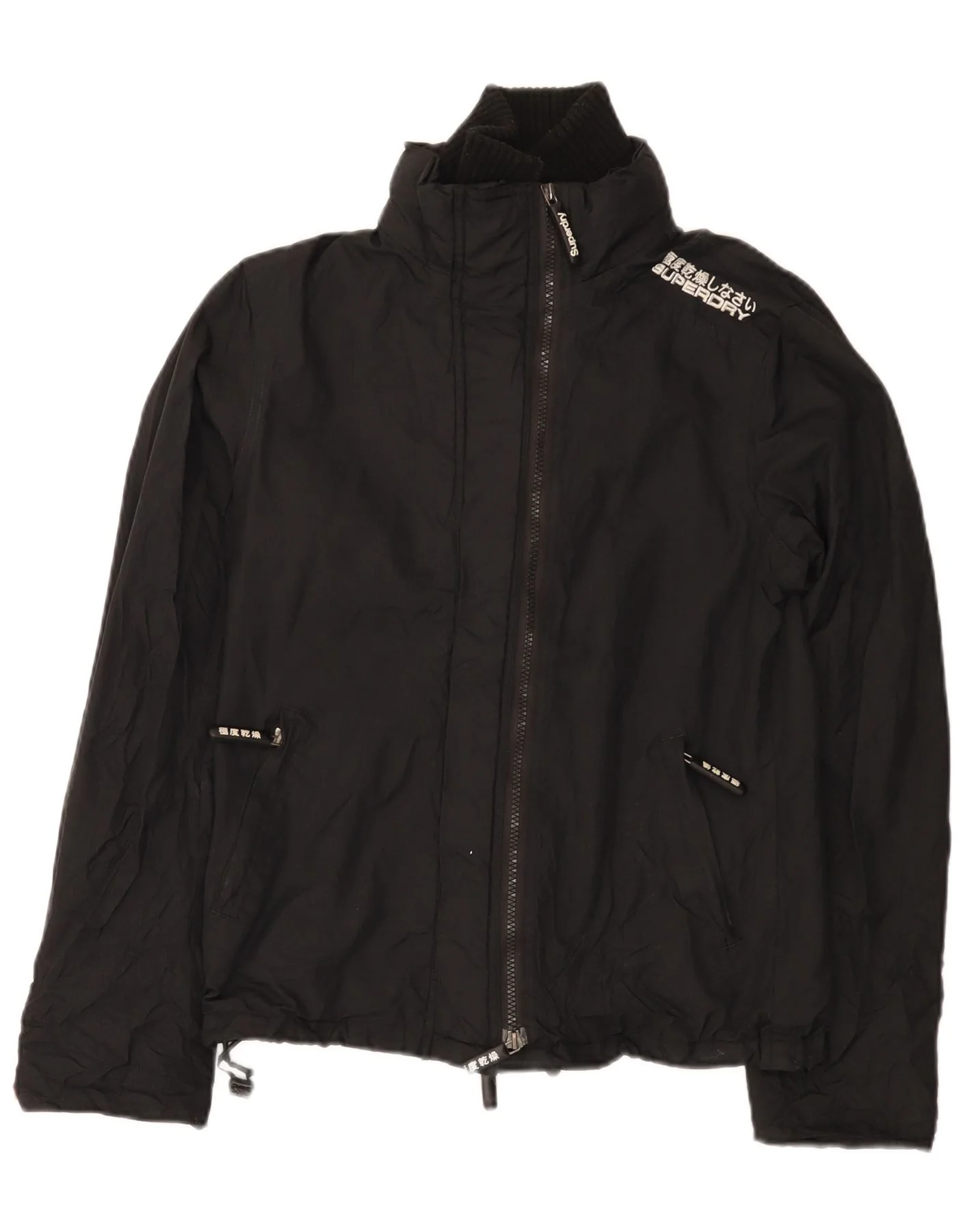 Superdry Girls Graphic Rain Jacket 11-12 Years Large Black Nylon