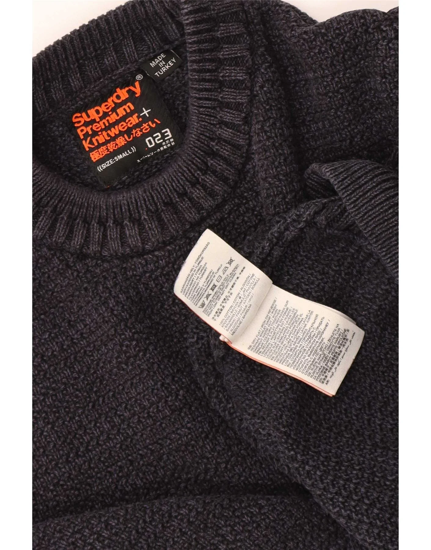 Superdry Mens Crew Neck Jumper Sweater Small Navy Blue Cotton - Image 3