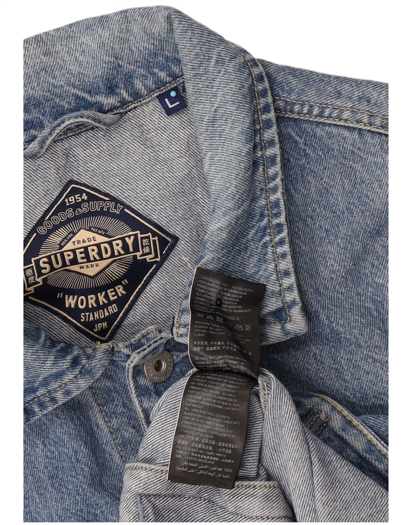 Superdry Mens Denim Jacket UK 40 Large Blue Cotton - Image 3