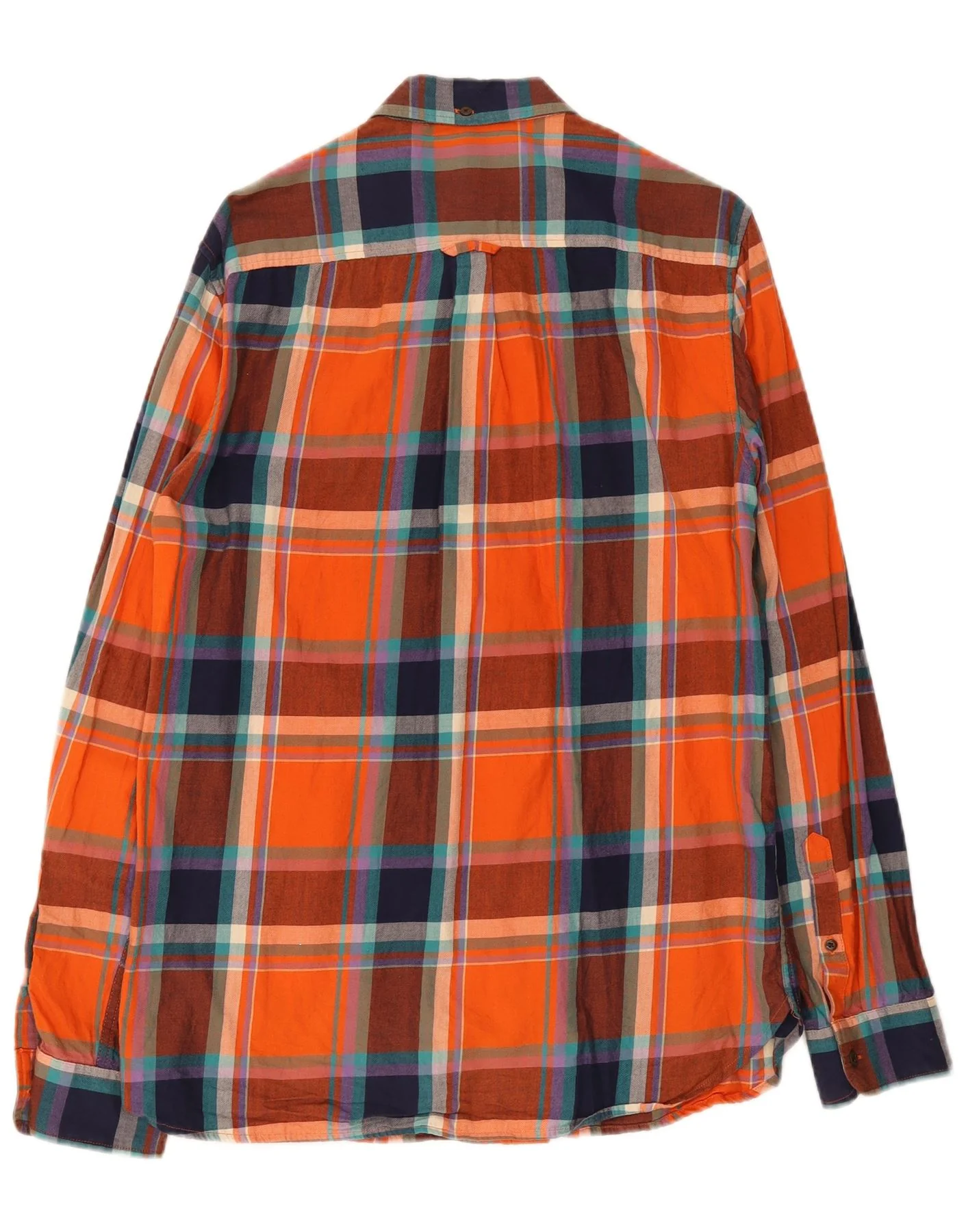 Superdry Mens Flannel Shirt Large Orange Plaid Cotton - Image 2