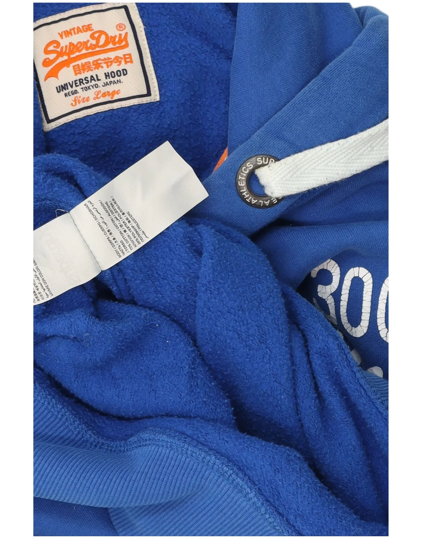 Superdry Mens Graphic Hoodie Jumper Large Blue Cotton - Image 3