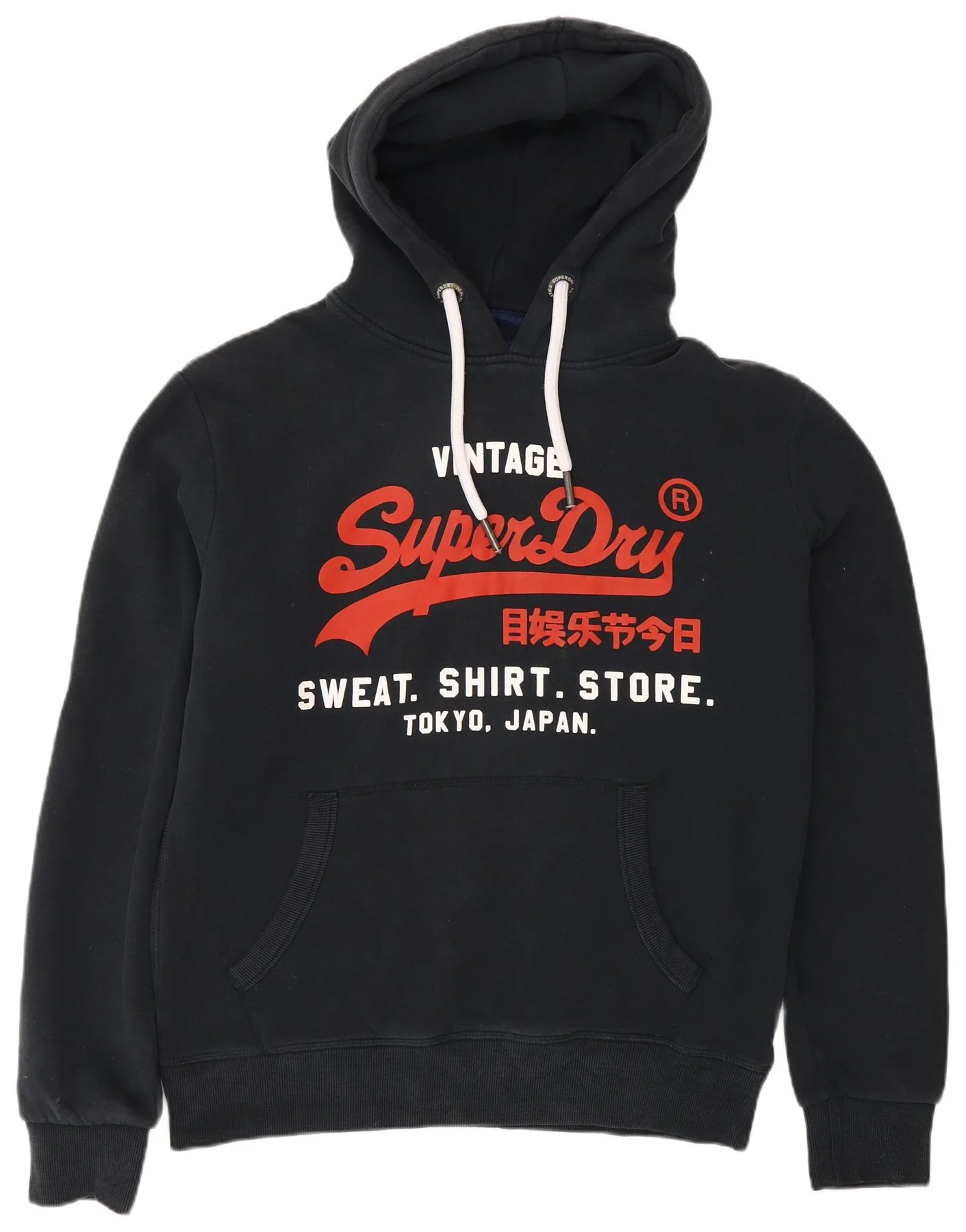 Superdry Mens Graphic Hoodie Jumper Large Navy Blue Cotton