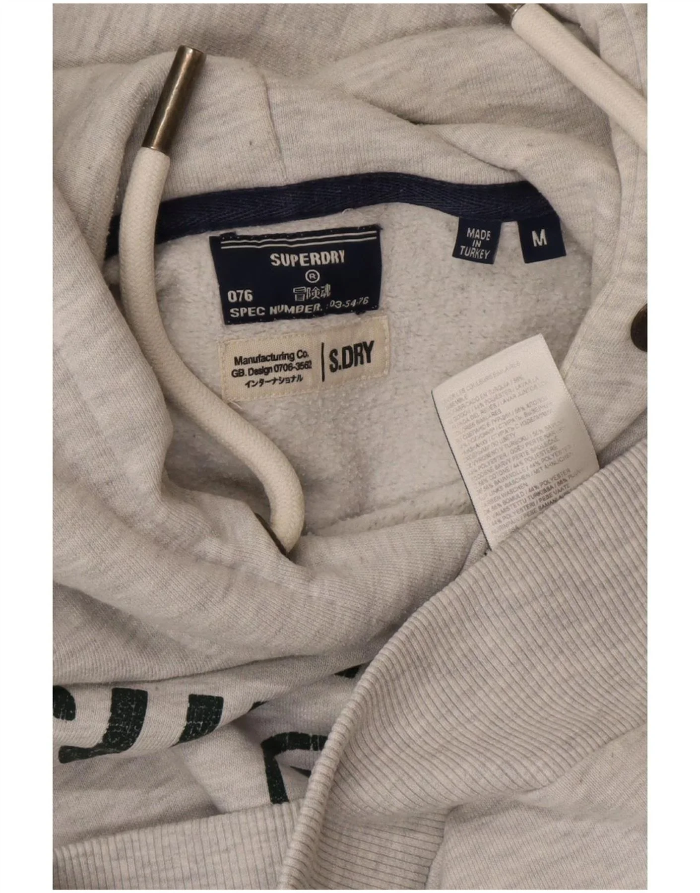 Superdry Mens Graphic Hoodie Jumper Medium Grey Cotton - Image 4