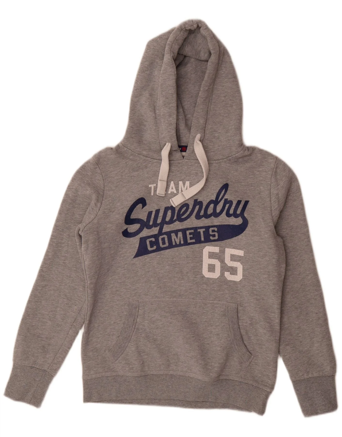 Superdry Mens Graphic Hoodie Jumper Medium Grey Flecked Cotton