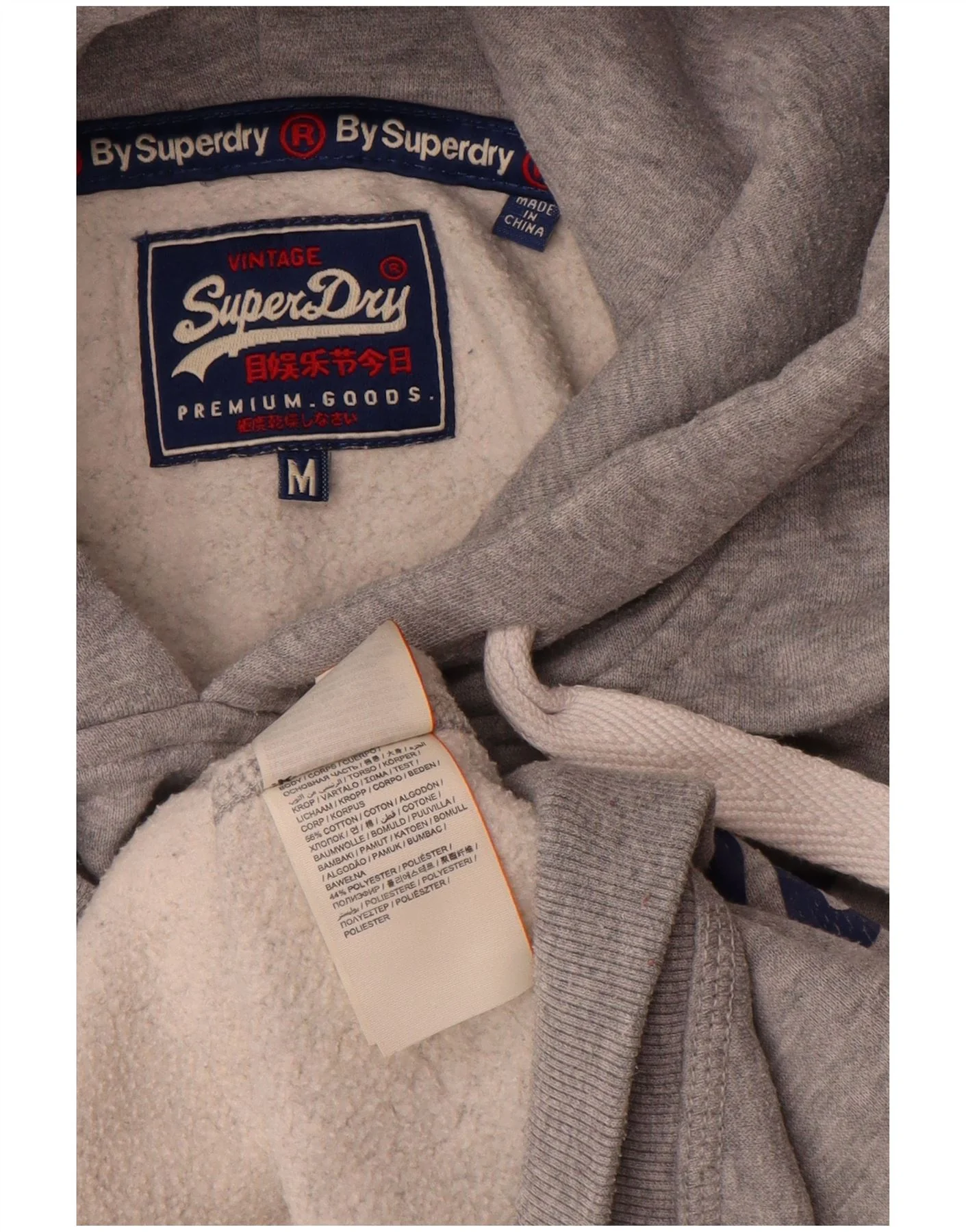Superdry Mens Graphic Hoodie Jumper Medium Grey Flecked Cotton - Image 3