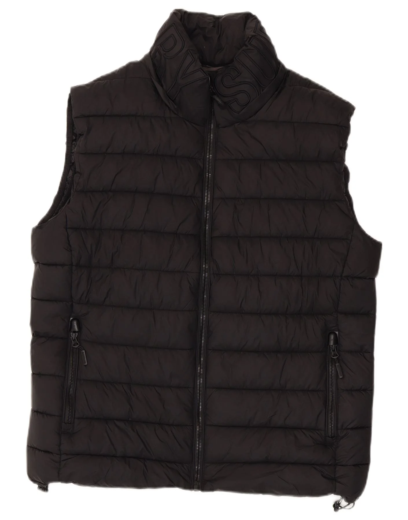 Superdry Mens Graphic Padded Gilet UK 42 XL Black Nylon