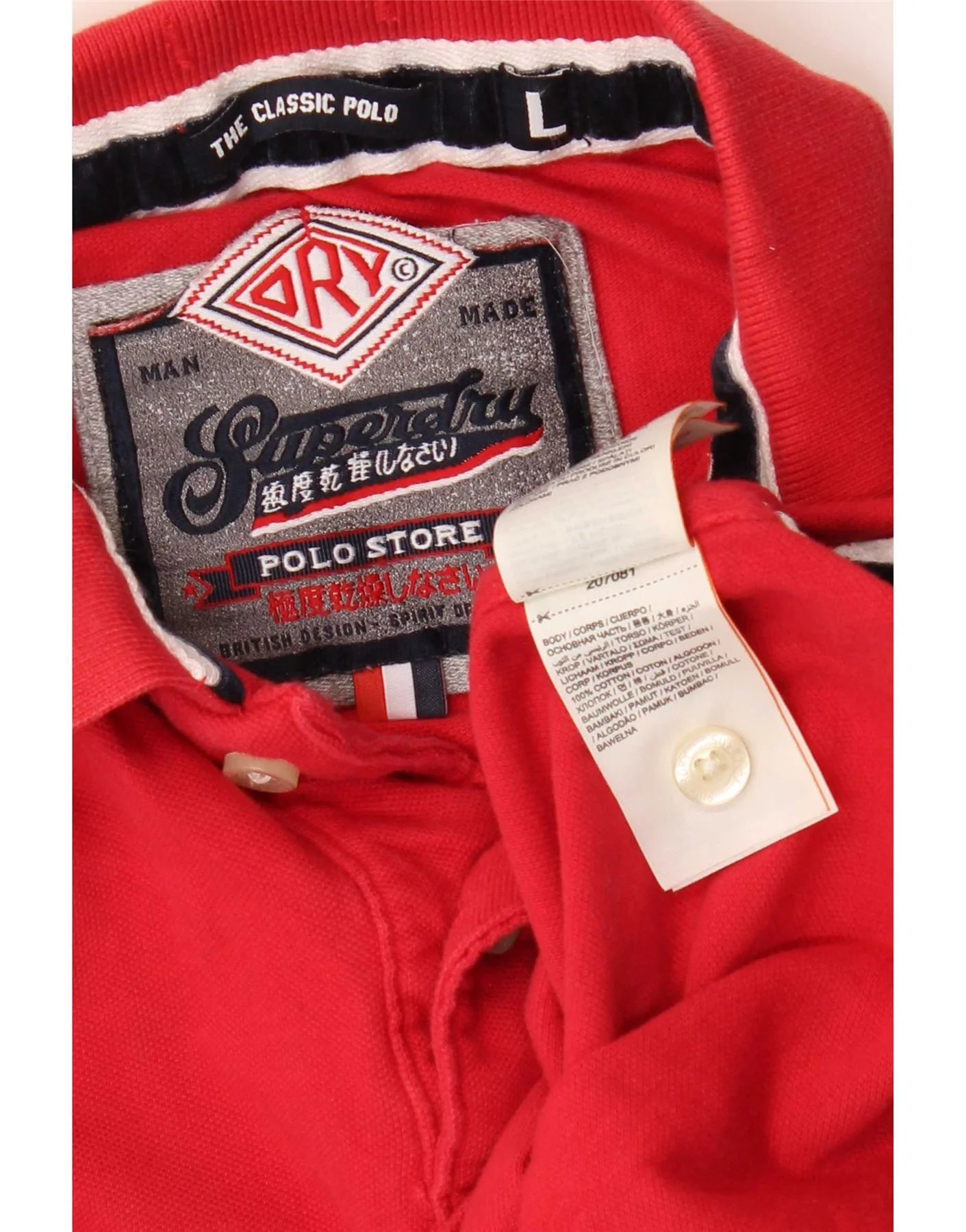 Superdry Mens Graphic Polo Shirt Large Red Striped Cotton - Image 3