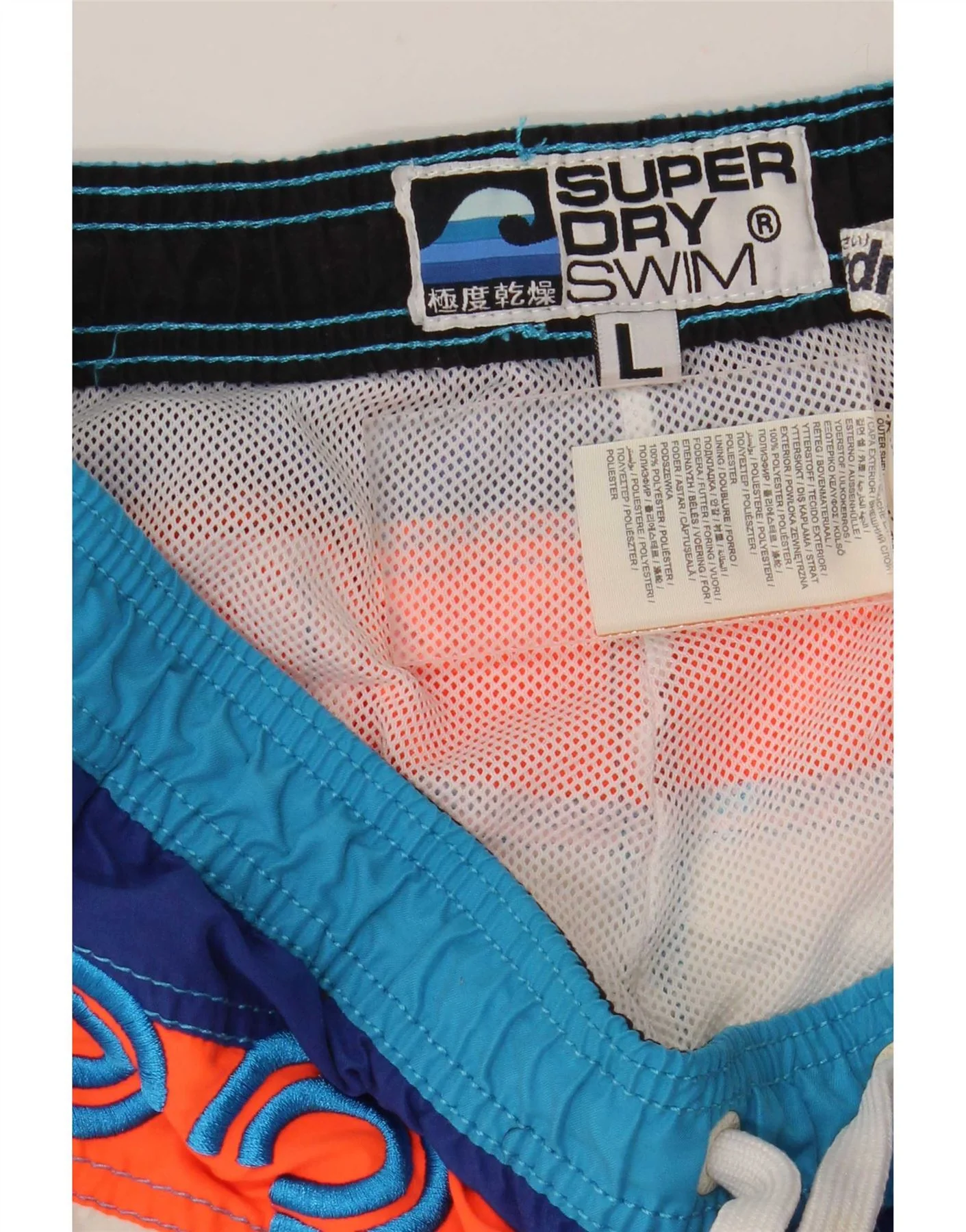 Superdry Mens Graphic Regular Swimming Shorts Large Blue Colourblock - Image 3