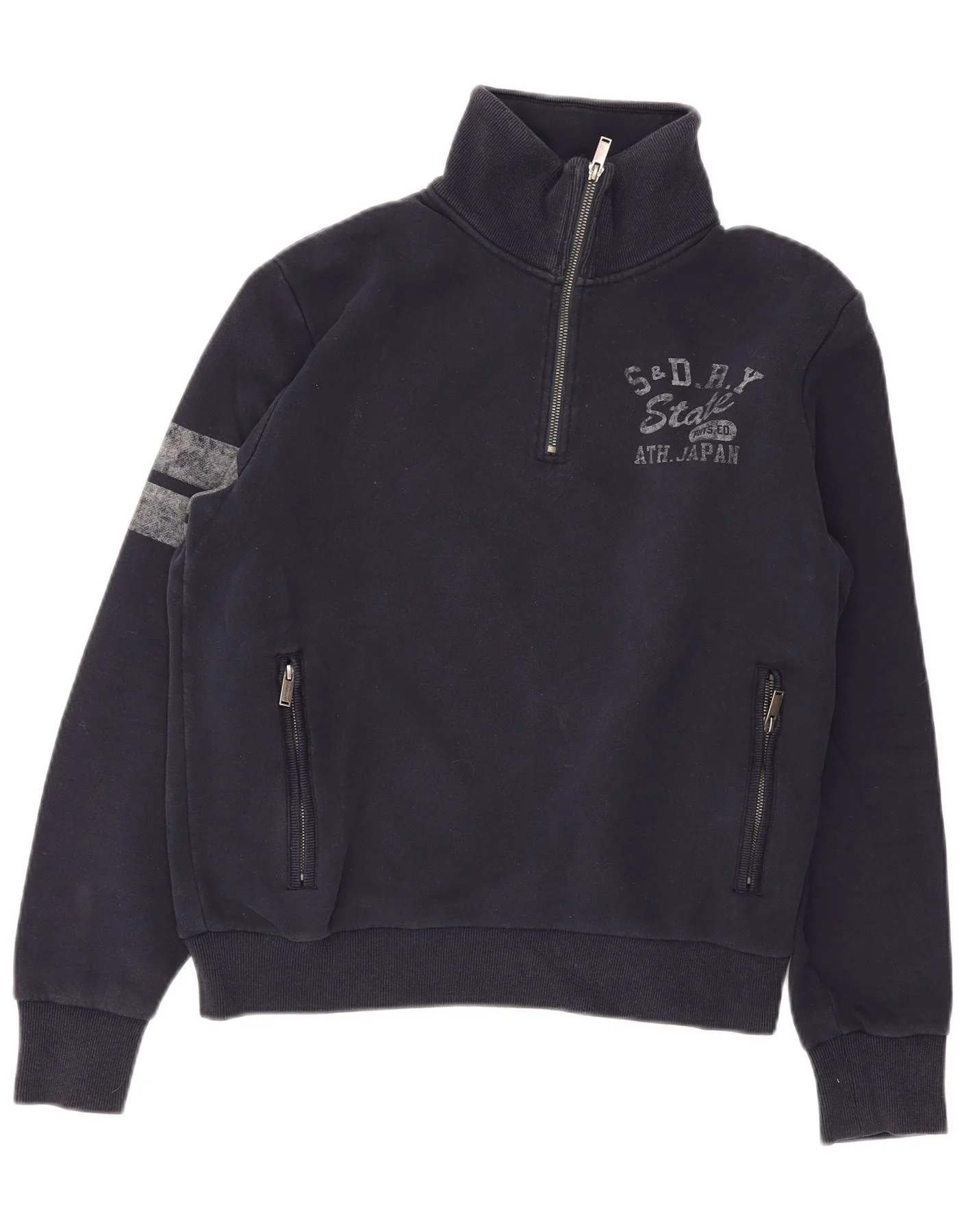 Superdry Mens Graphic Sweatshirt Jumper Large Navy Blue Colourblock