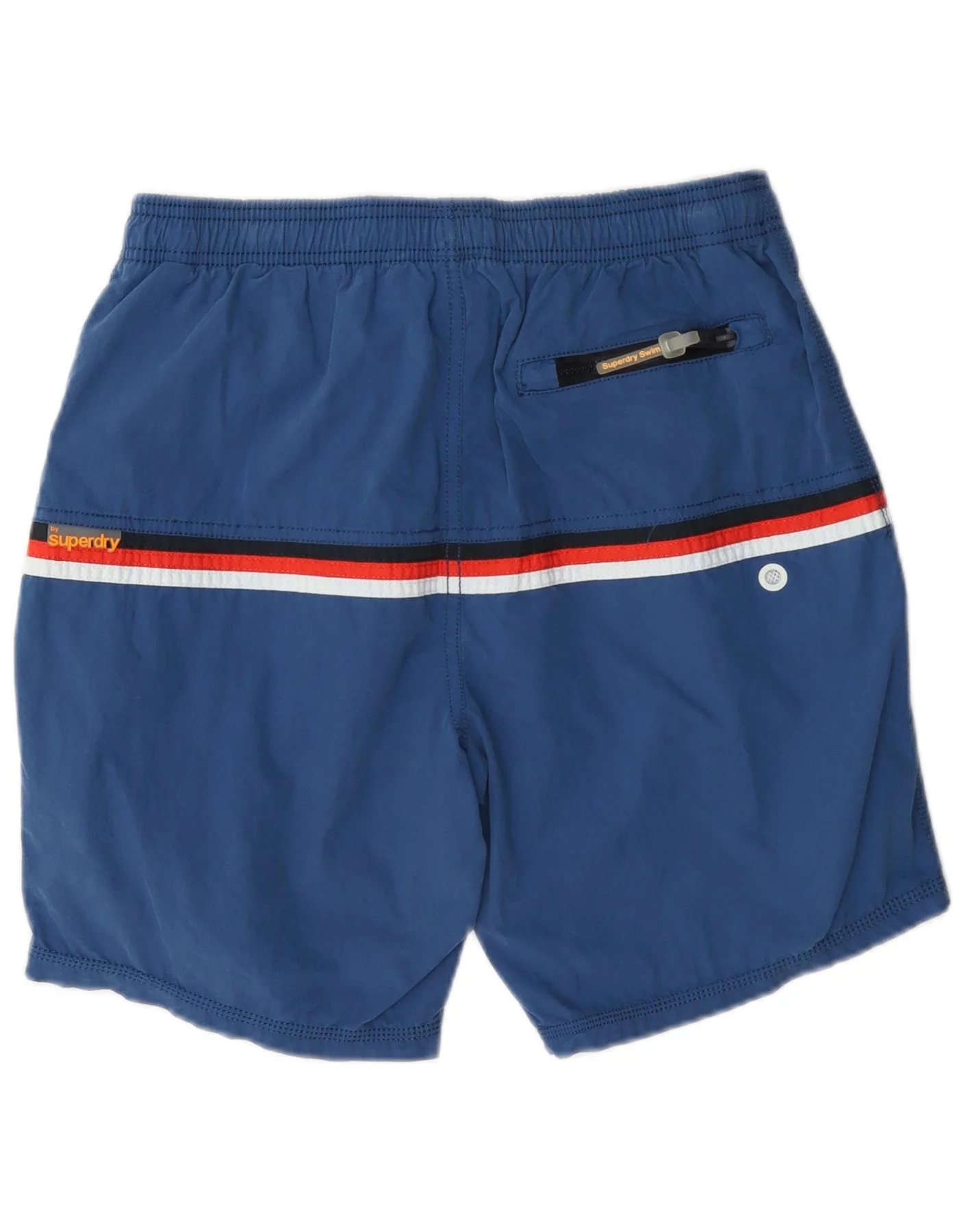 Superdry Mens Graphic Swimming Shorts Medium Navy Blue Colourblock Cotton - Image 2